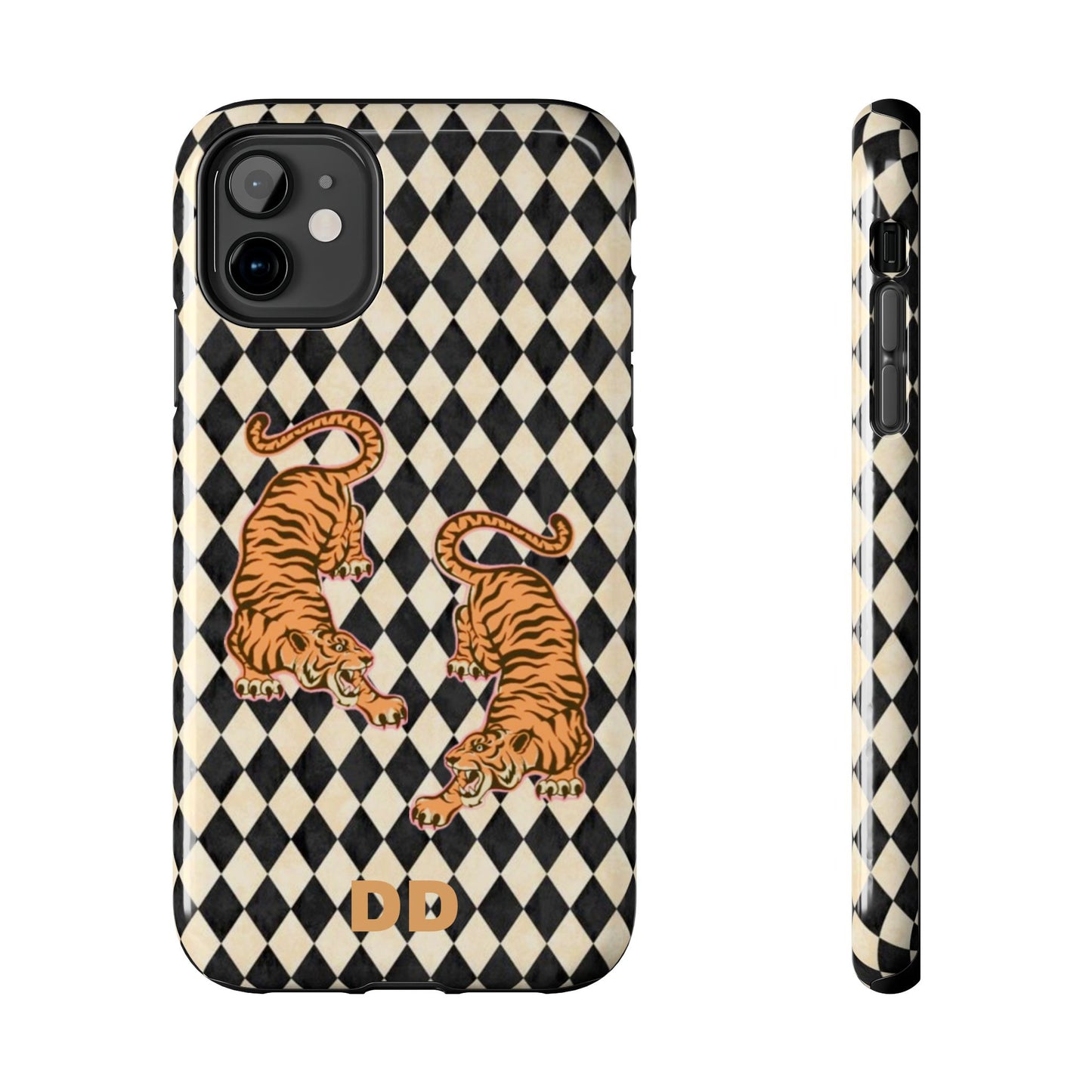 Tigress Phone Case in Black & White Diamonds