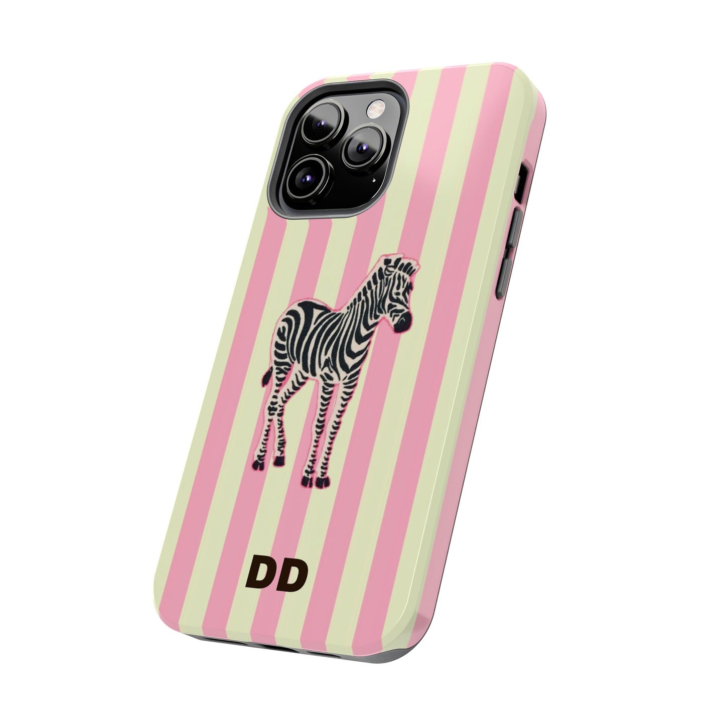 Zebra Phone Case in Pink & Crème Stripe