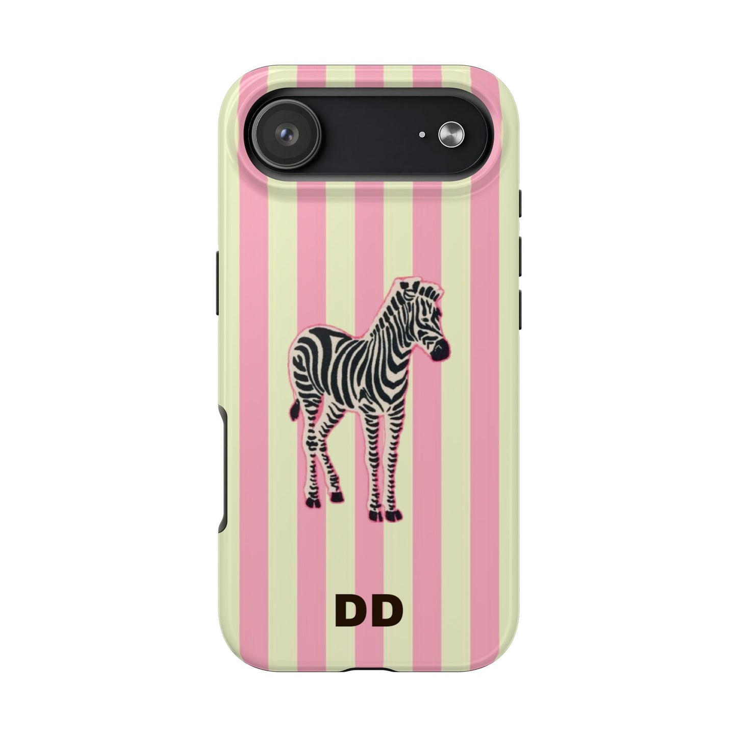 Zebra Phone Case in Pink & Crème Stripe