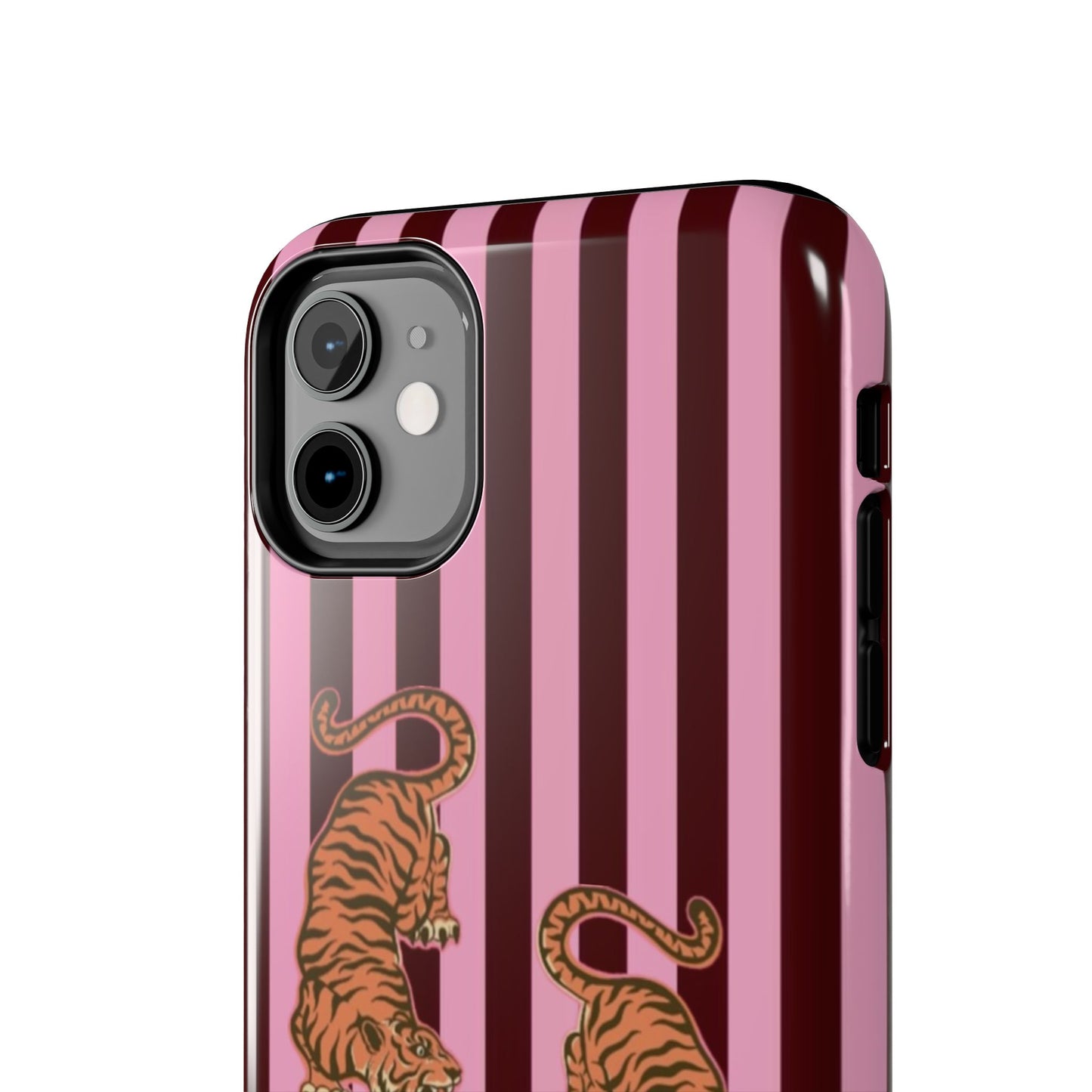 Tigress Phone Case in Burgundy & Pink