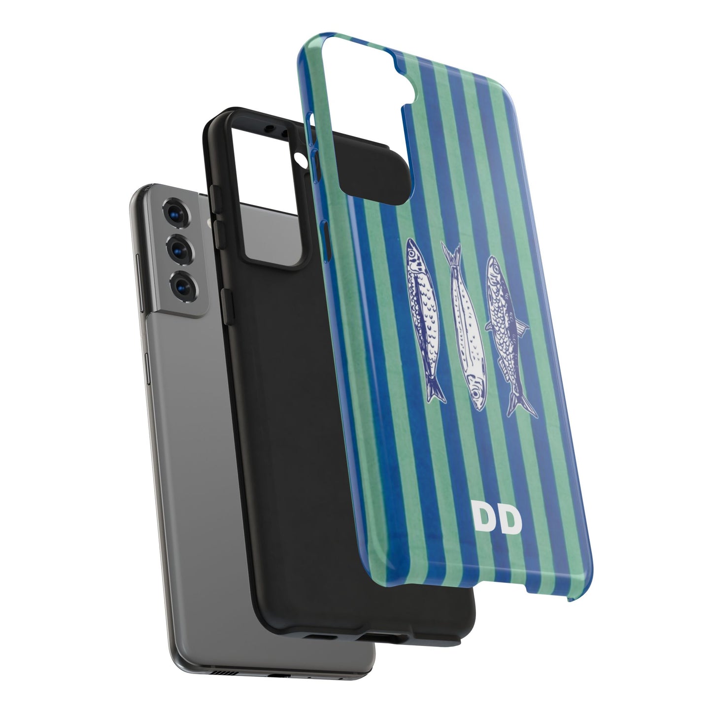 Sardine Phone Case in Turquoise & Blue Stripe