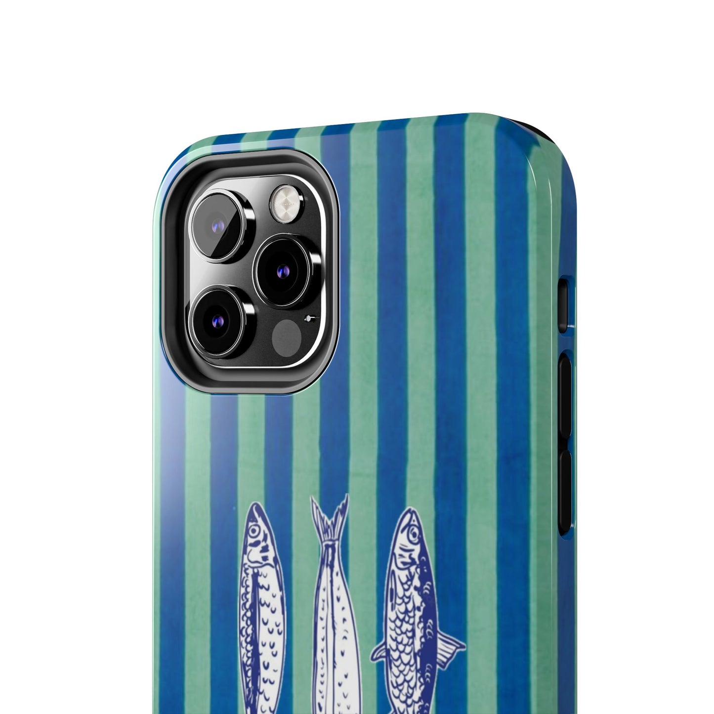 Sardine Phone Case in Turquoise & Blue Stripe