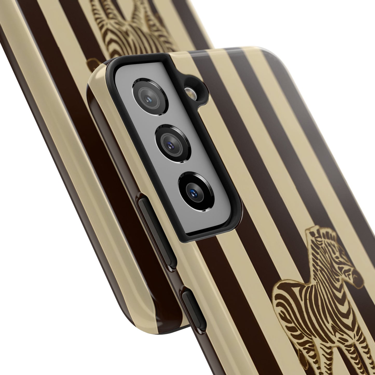 Zebra Phone Case in Chestnut & Crème Stripe