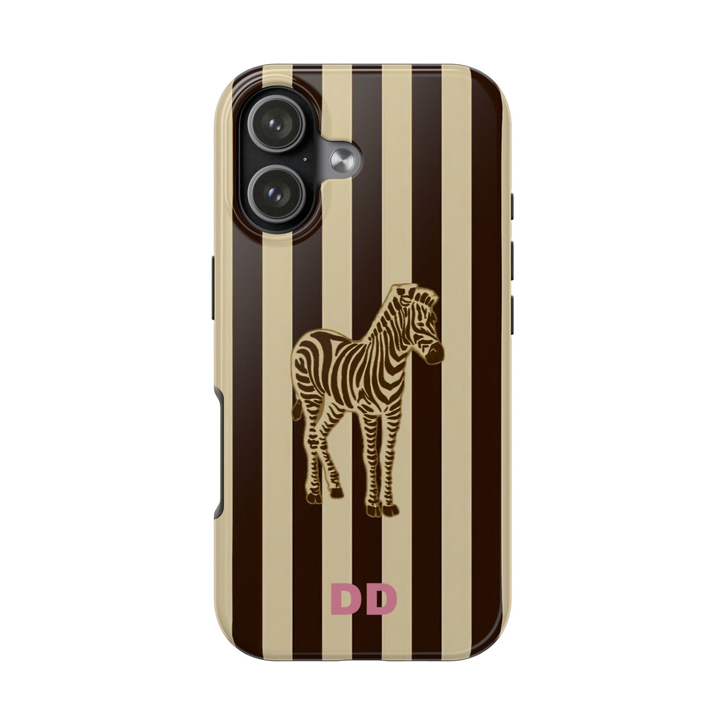 Zebra Phone Case in Charcoal & Crème Stripe