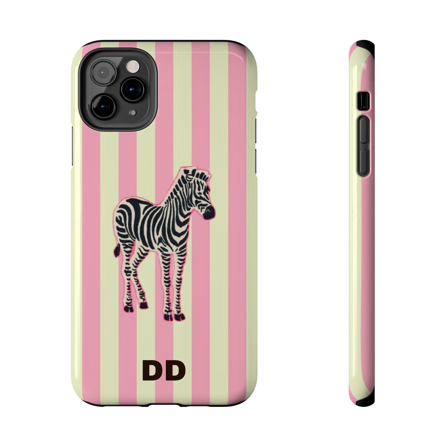 Zebra Phone Case in Pink & Crème Stripe