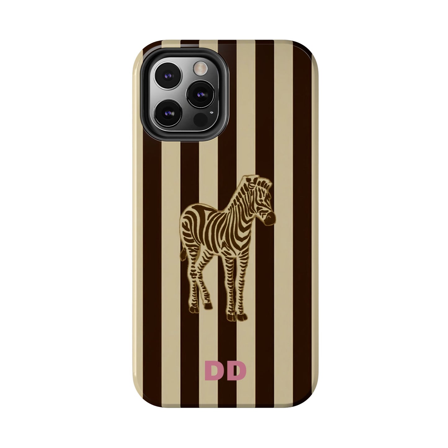 Zebra Phone Case in Charcoal & Crème Stripe