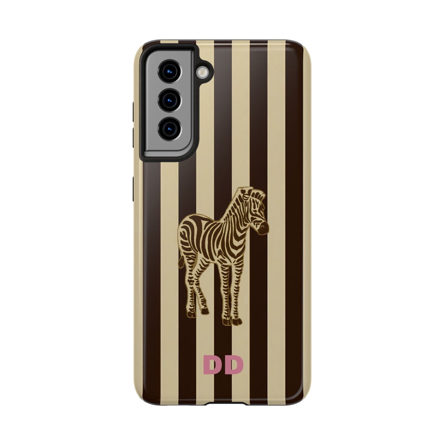 Zebra Phone Case in Chestnut & Crème Stripe