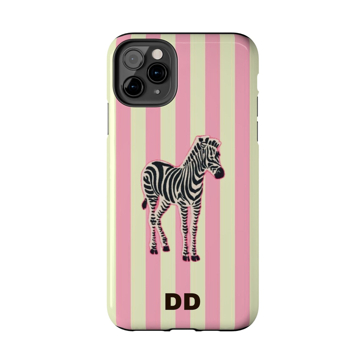 Zebra Phone Case in Pink & Crème Stripe