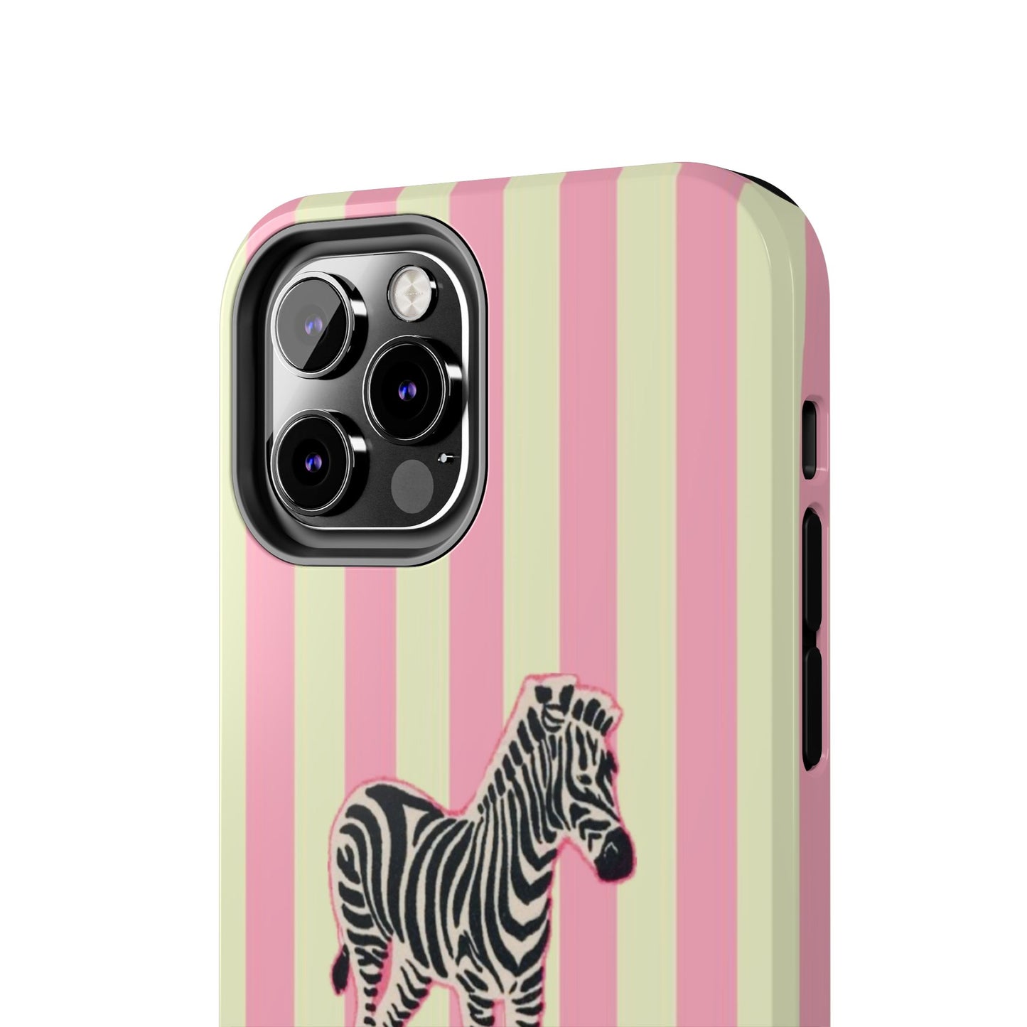 Zebra Phone Case in Pink & Crème Stripe