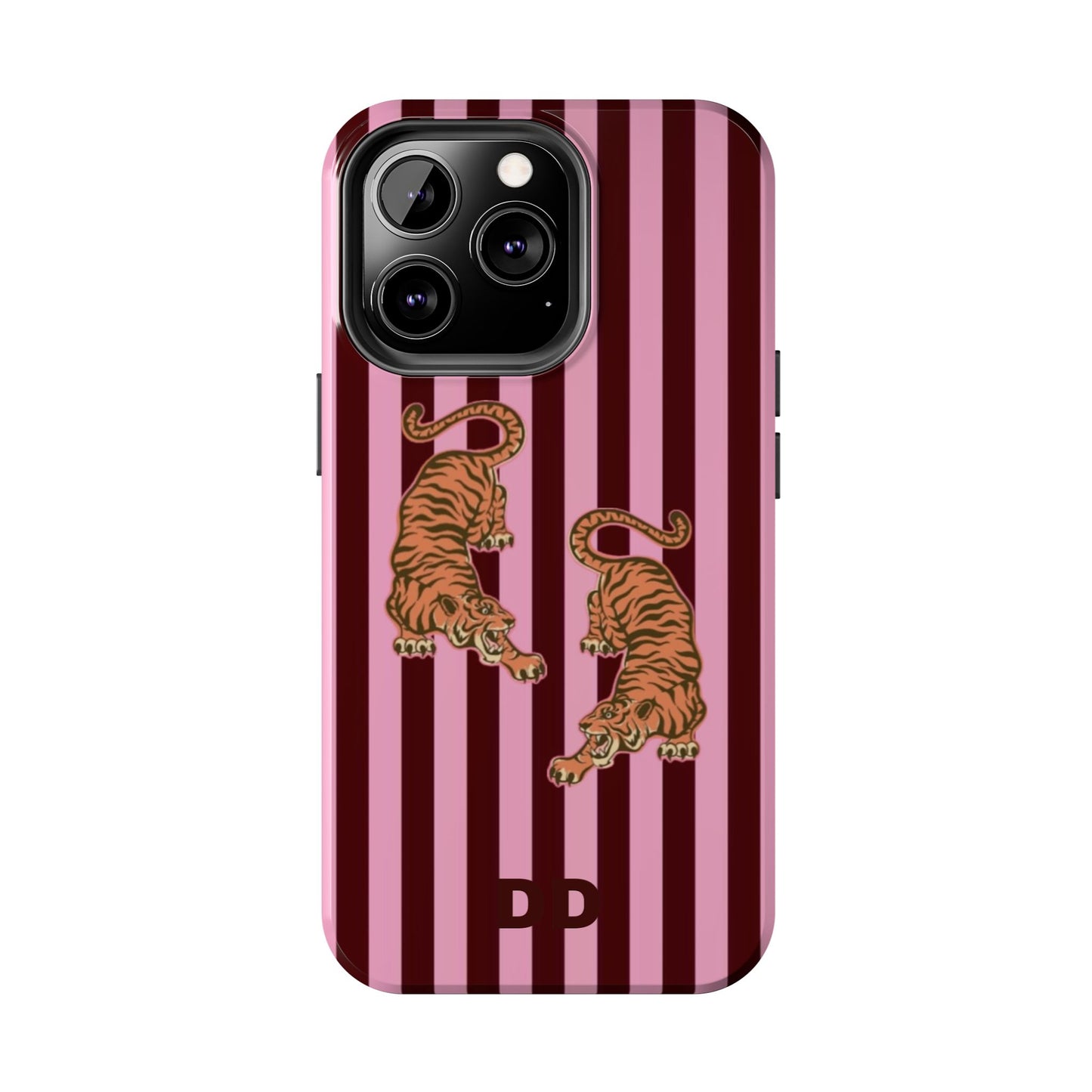 Tigress Phone Case in Burgundy & Pink