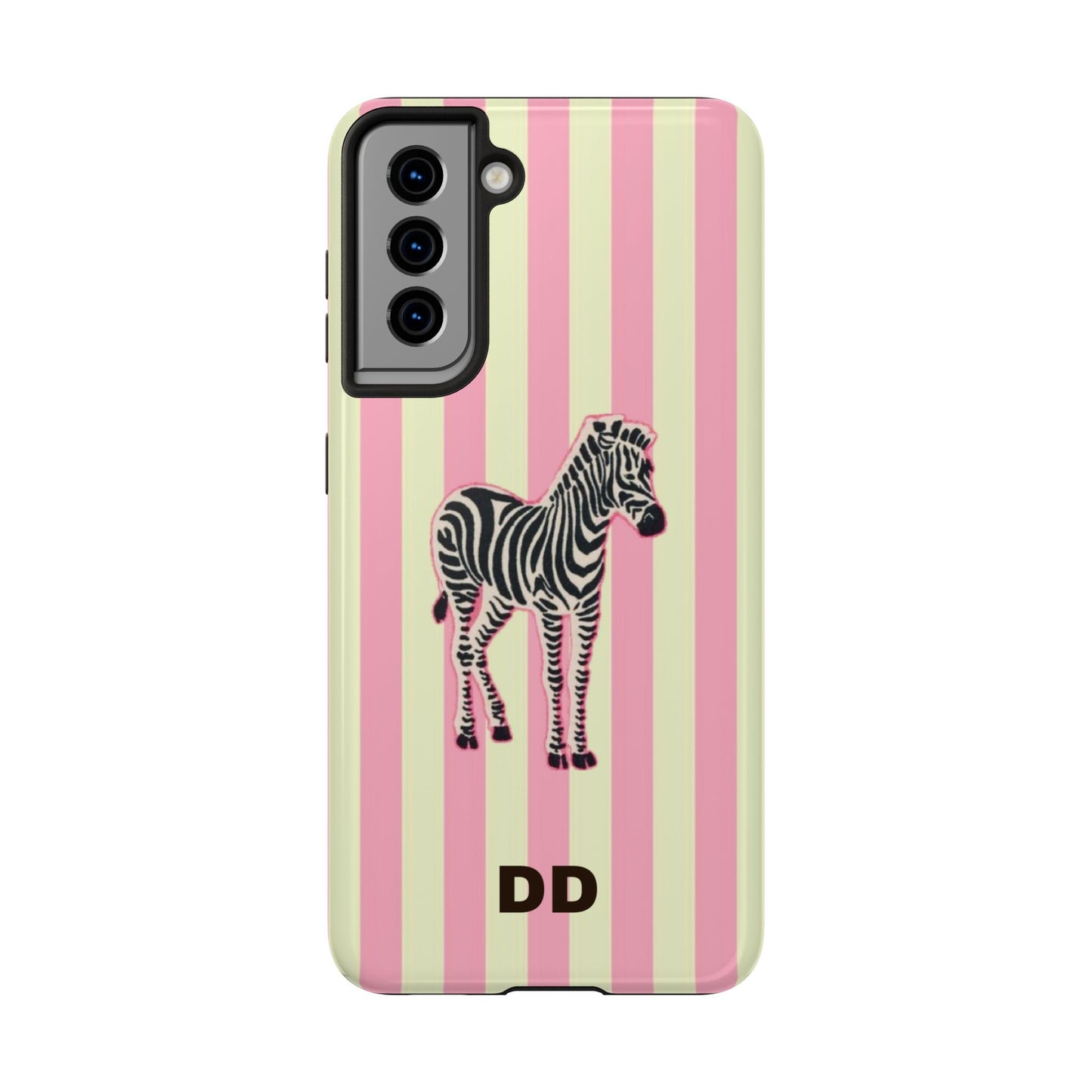 Zebra Phone Case in Pink & Crème Stripe