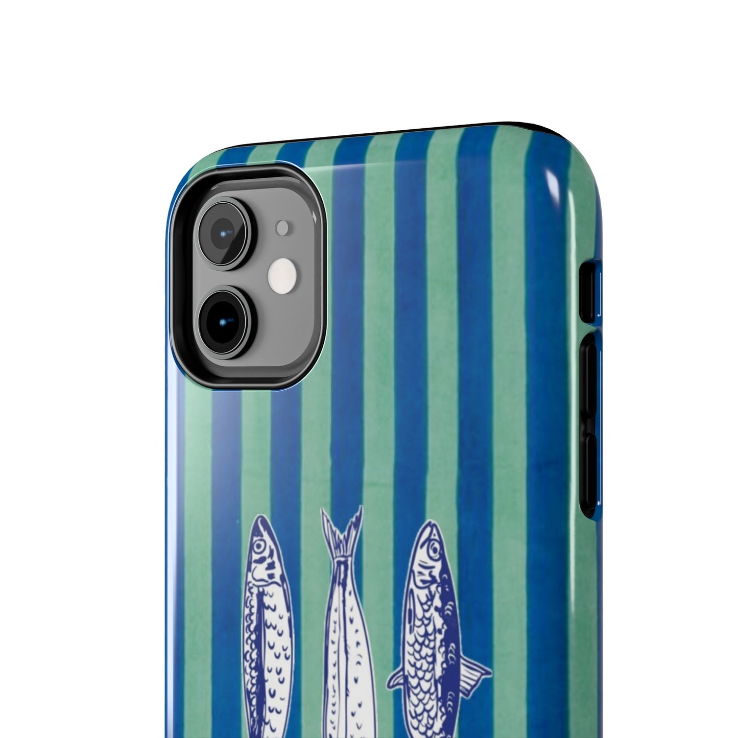 Sardine Phone Case in Turquoise & Blue Stripe