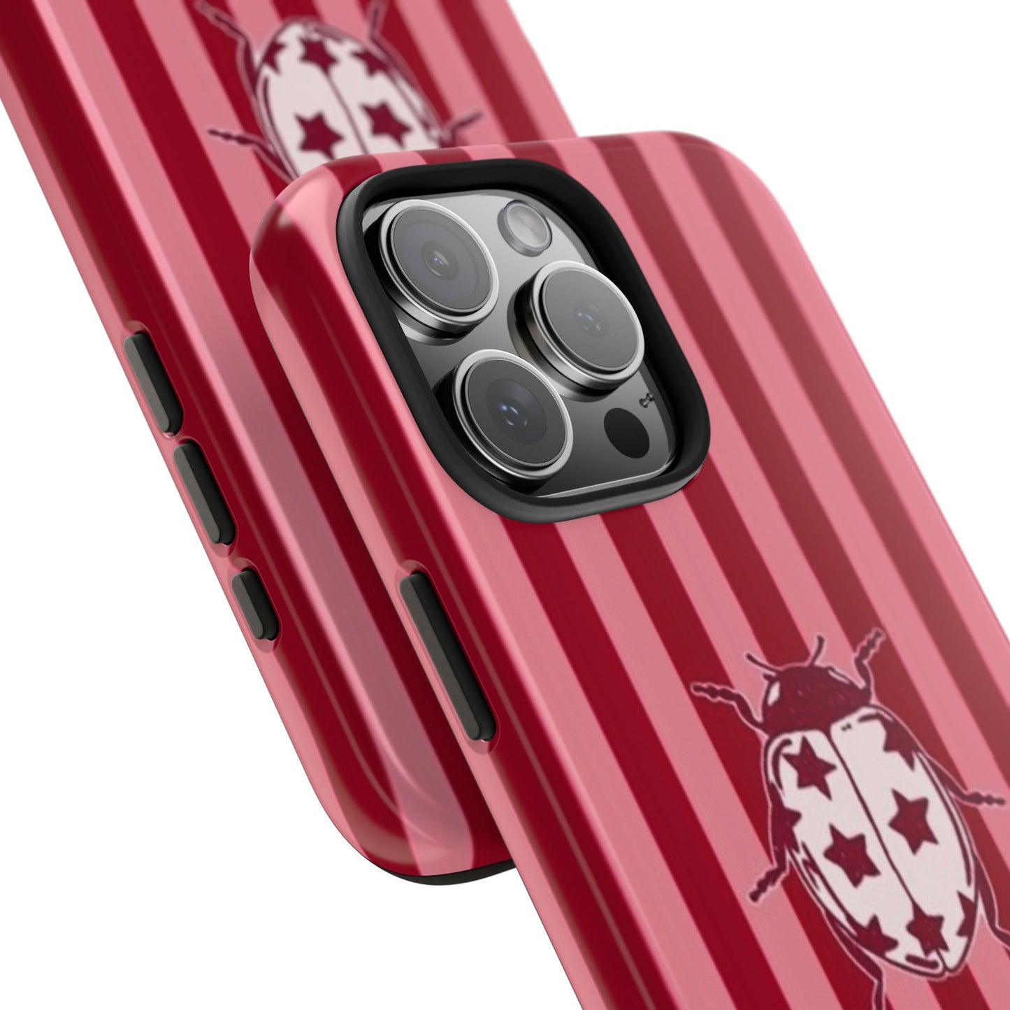 Ladybug Phone Case in Red & Pink Stripe