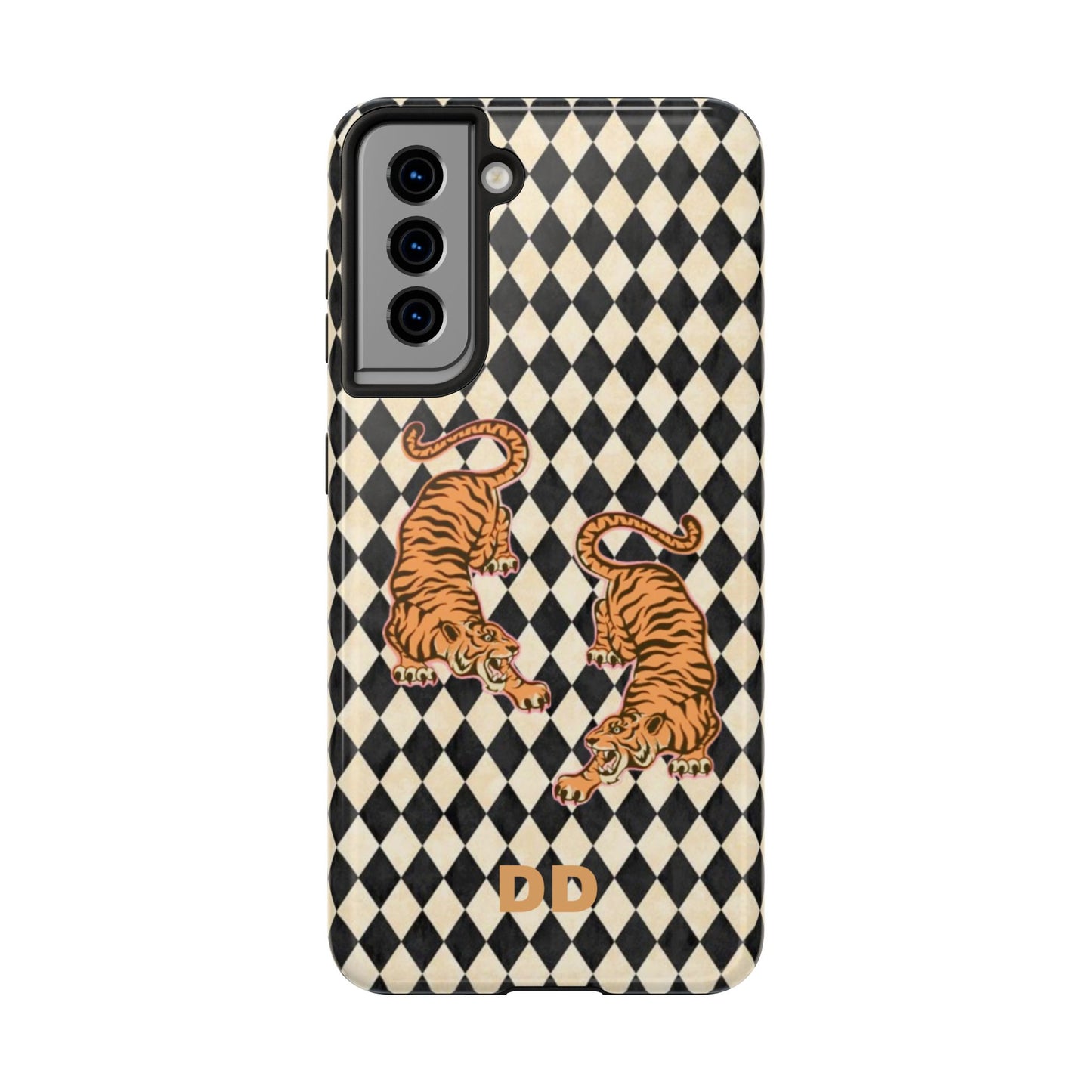 Tigress Phone Case in Black & White Diamonds