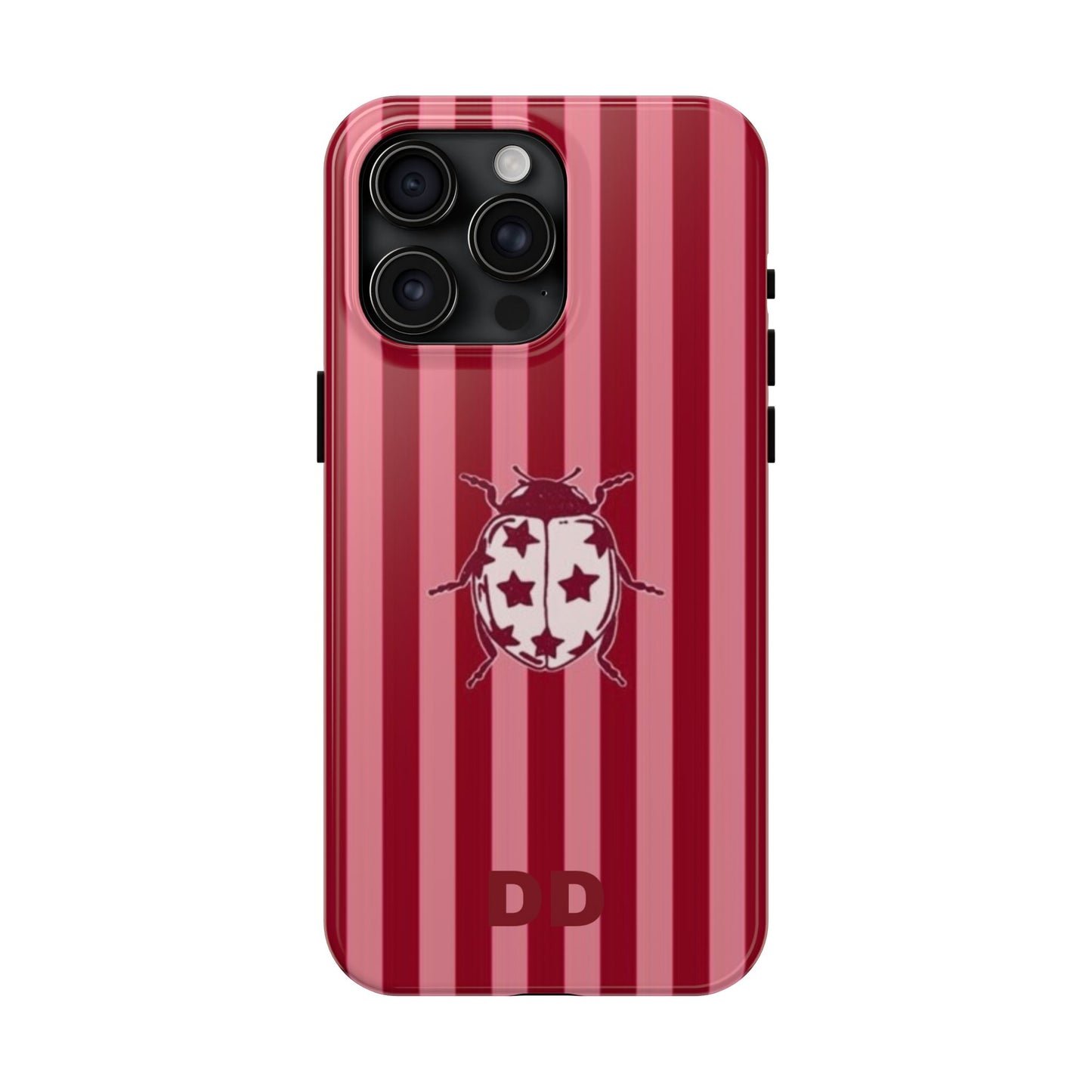 Ladybug Phone Case in Red & Pink Stripe