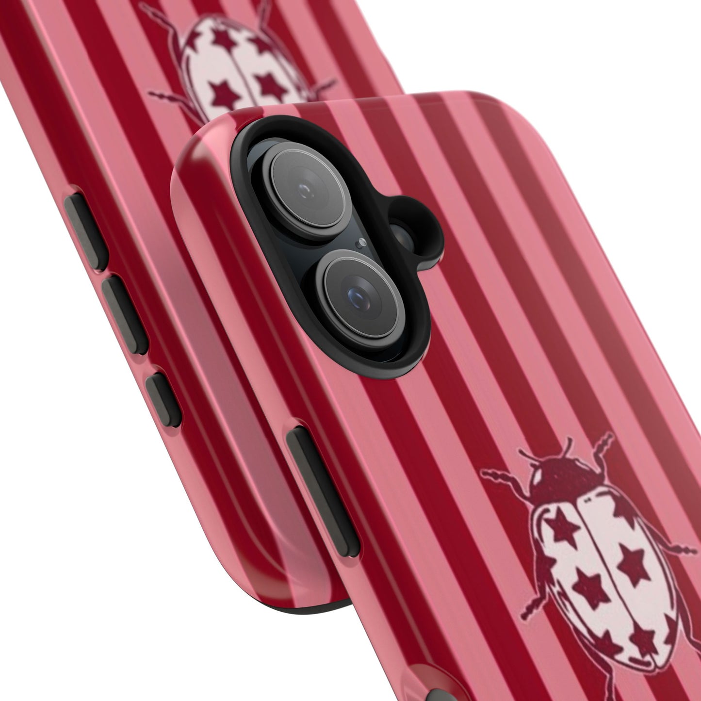 Ladybug Phone Case in Red & Pink Stripe