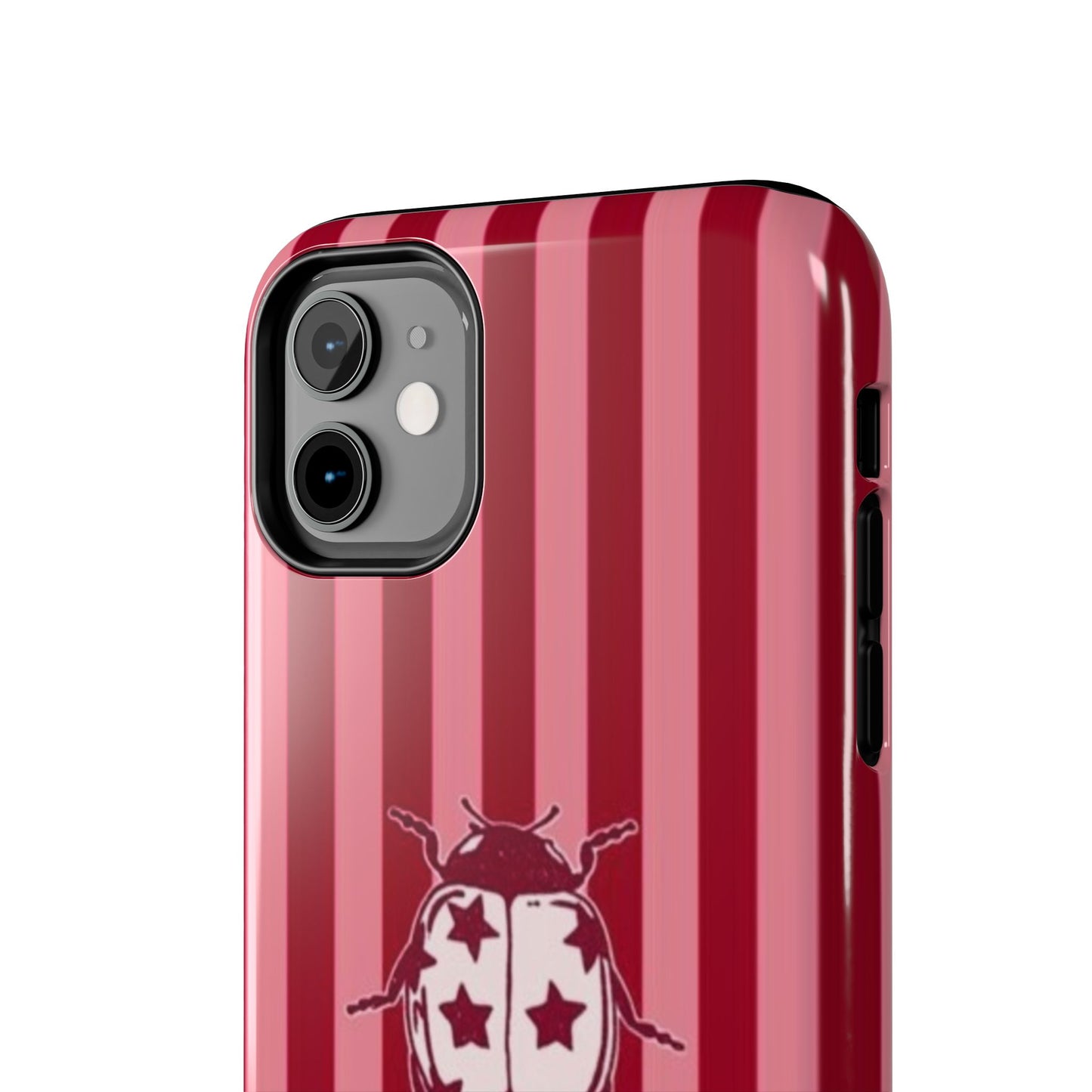 Ladybug Phone Case in Red & Pink Stripe