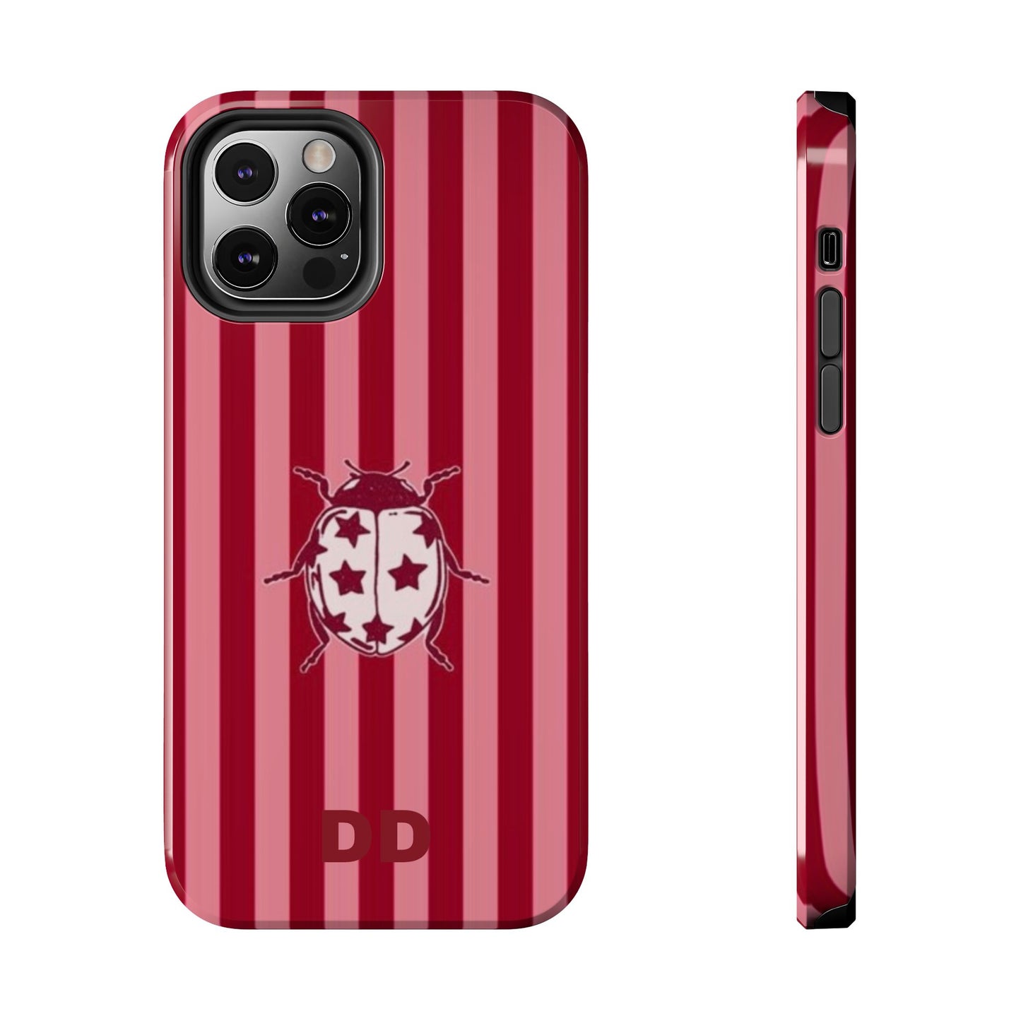 Ladybug Phone Case in Red & Pink Stripe