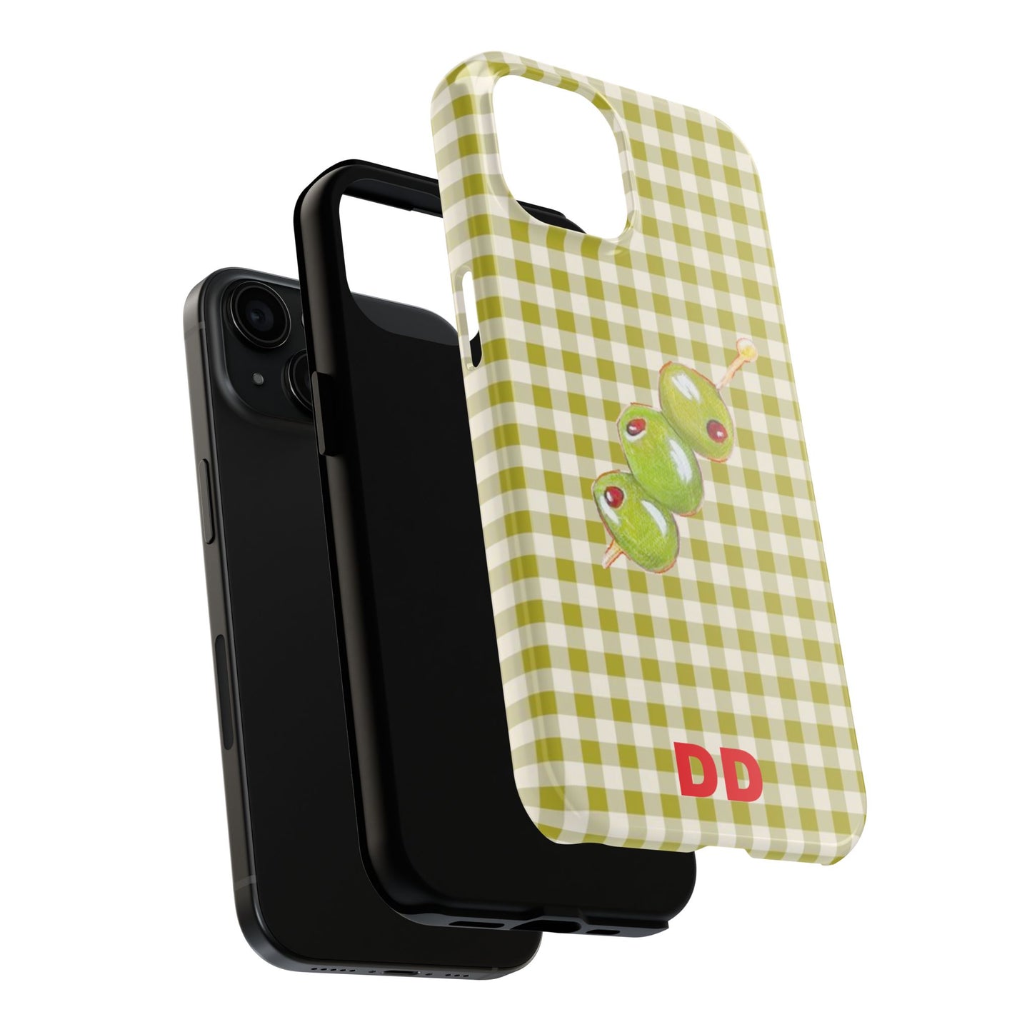 Olive Phone Case in Pear Green Checker