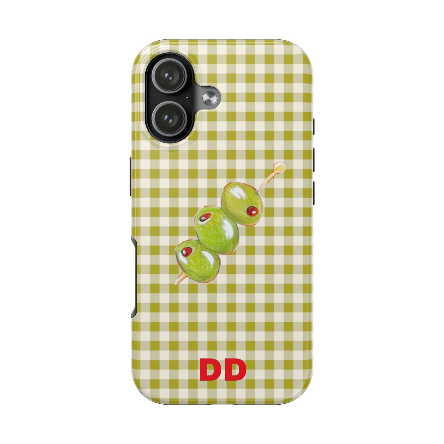 Olive Phone Case in Pear Green Checker