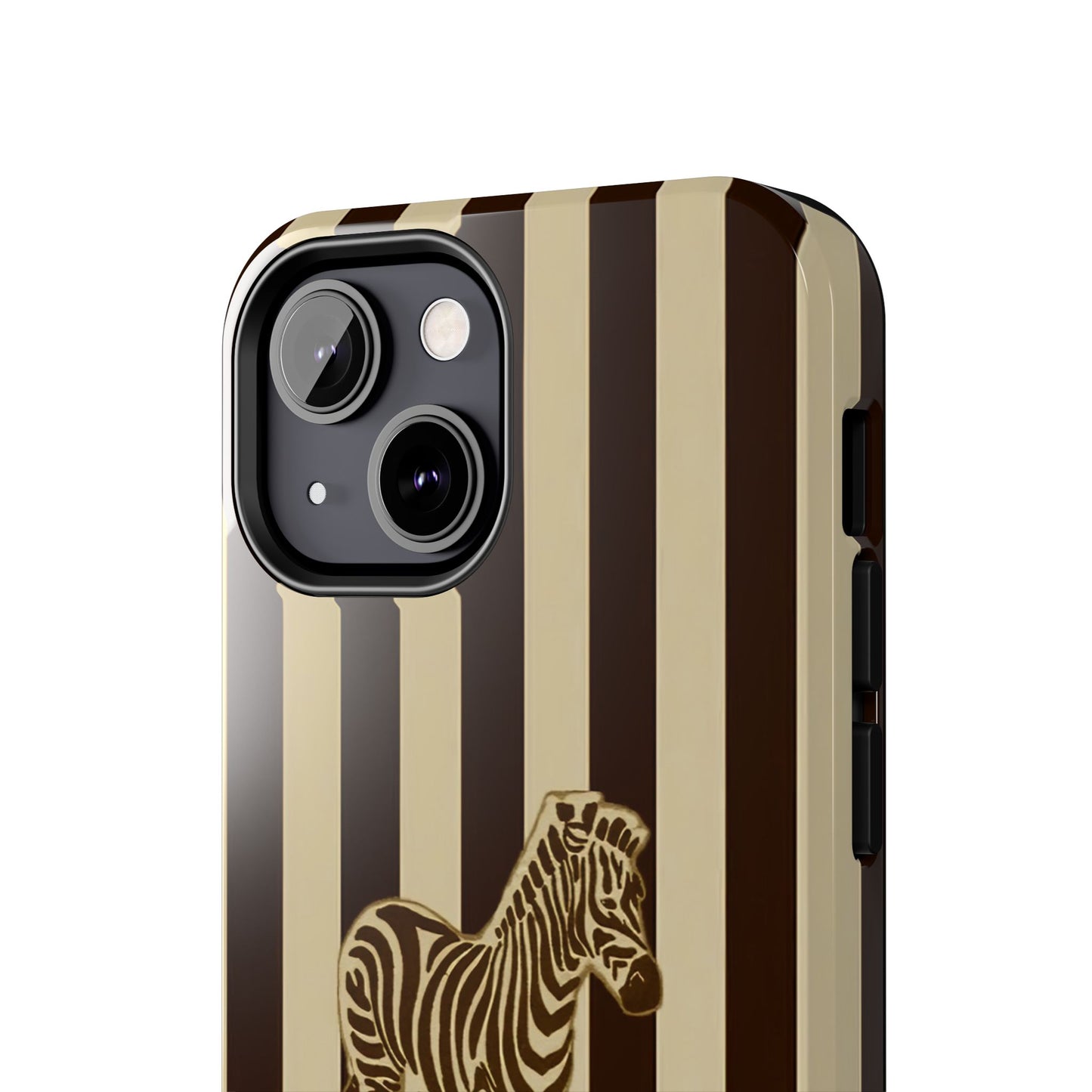 Zebra Phone Case in Chestnut & Crème Stripe