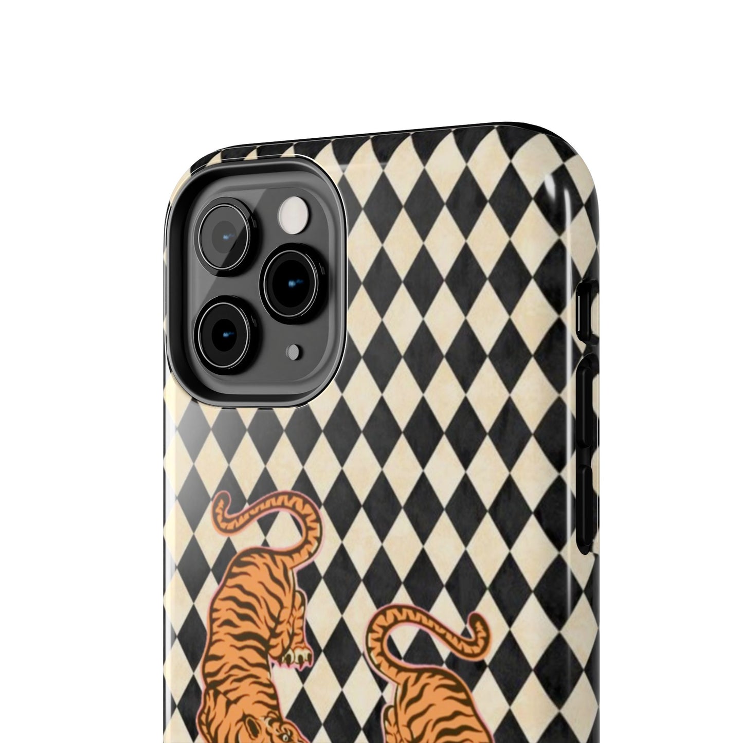 Tigress Phone Case in Black & White Diamonds