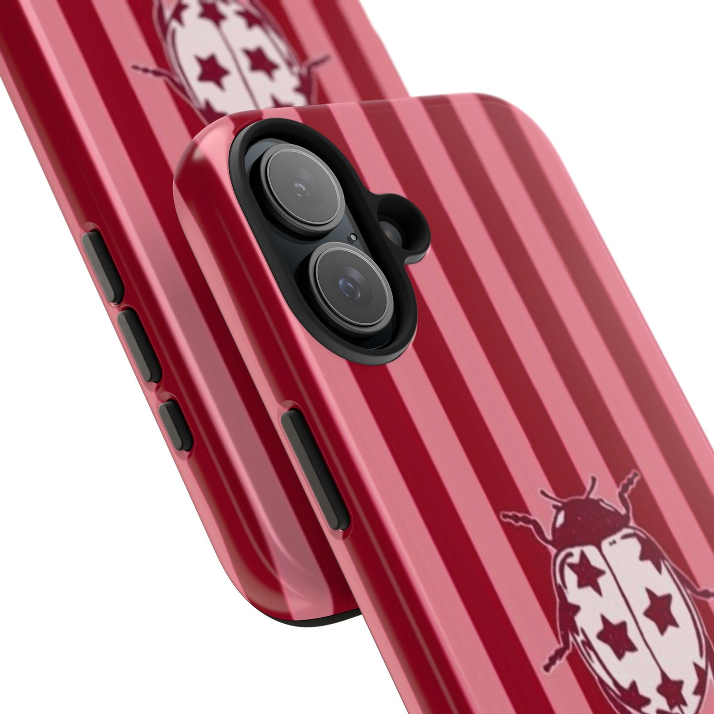 Ladybug Phone Case in Red & Pink Stripe