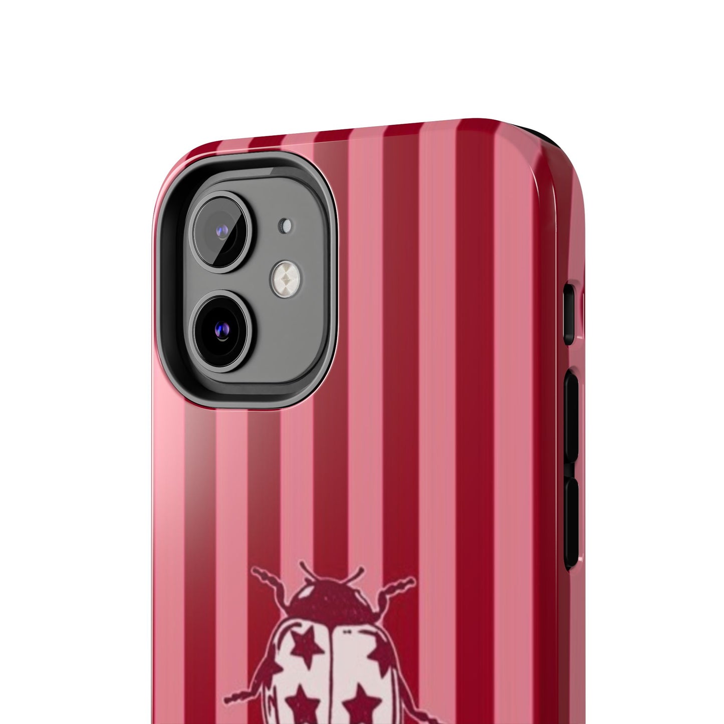Ladybug Phone Case in Red & Pink Stripe