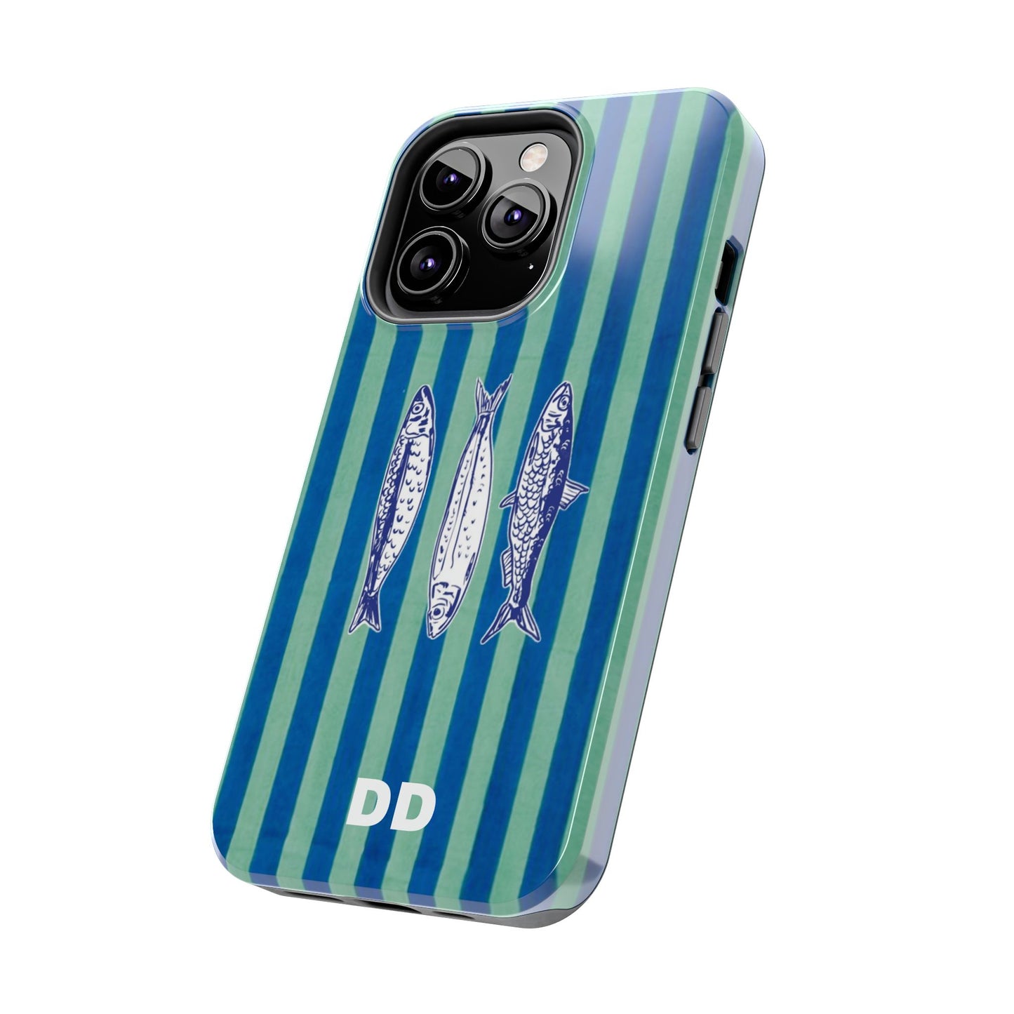 Sardine Phone Case in Turquoise & Blue Stripe