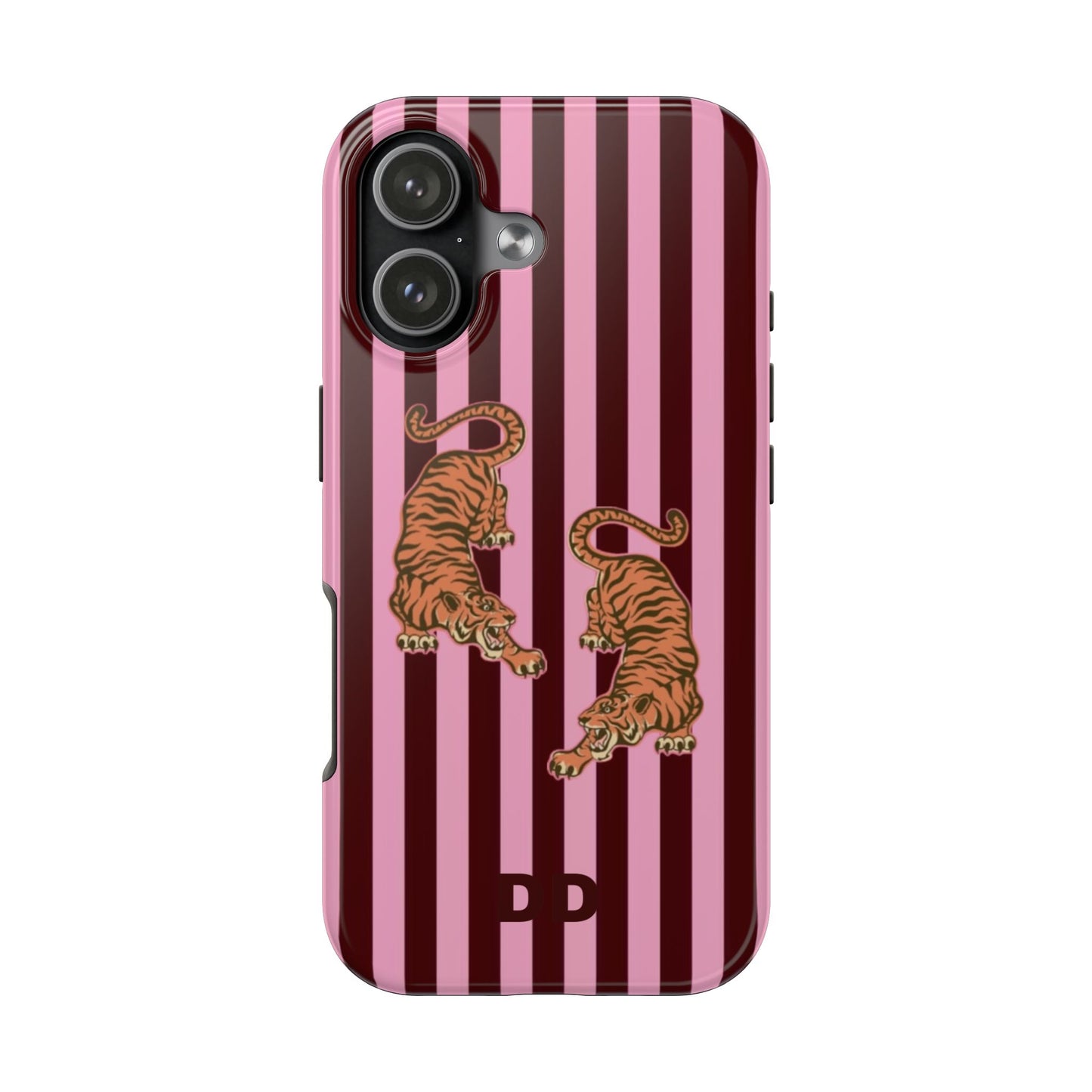 Tigress Phone Case in Burgundy & Pink