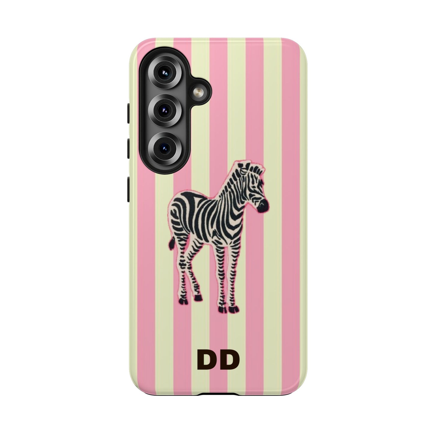 Zebra Phone Case in Pink & Crème Stripe