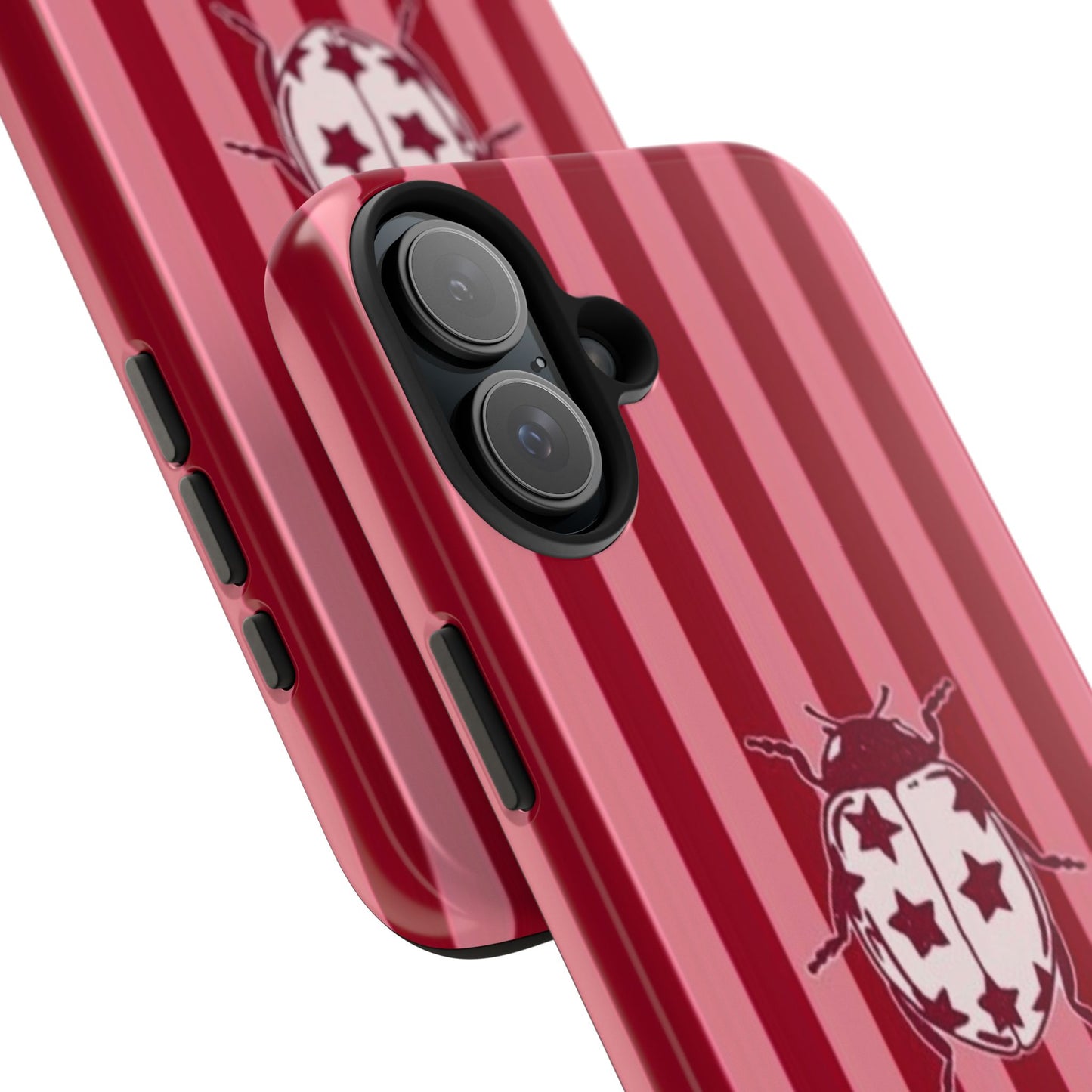 Ladybug Phone Case in Red & Pink Stripe