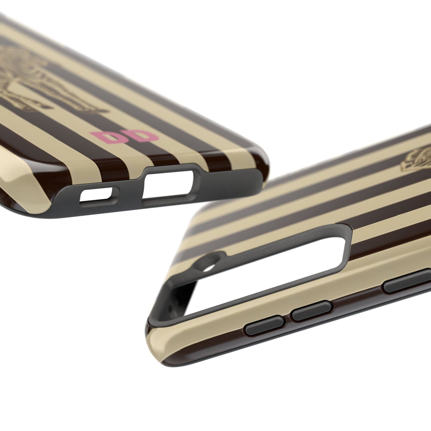 Zebra Phone Case in Chestnut & Crème Stripe