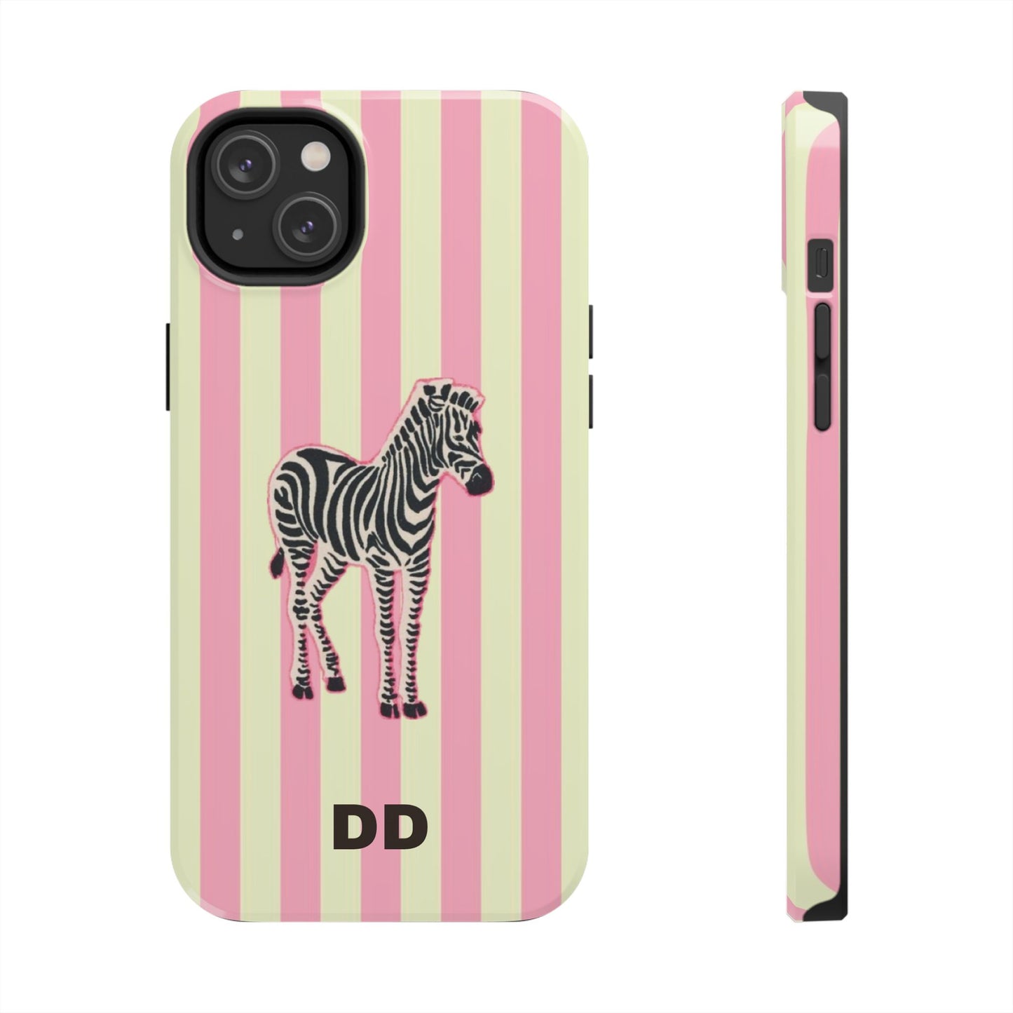 Zebra Phone Case in Pink & Crème Stripe
