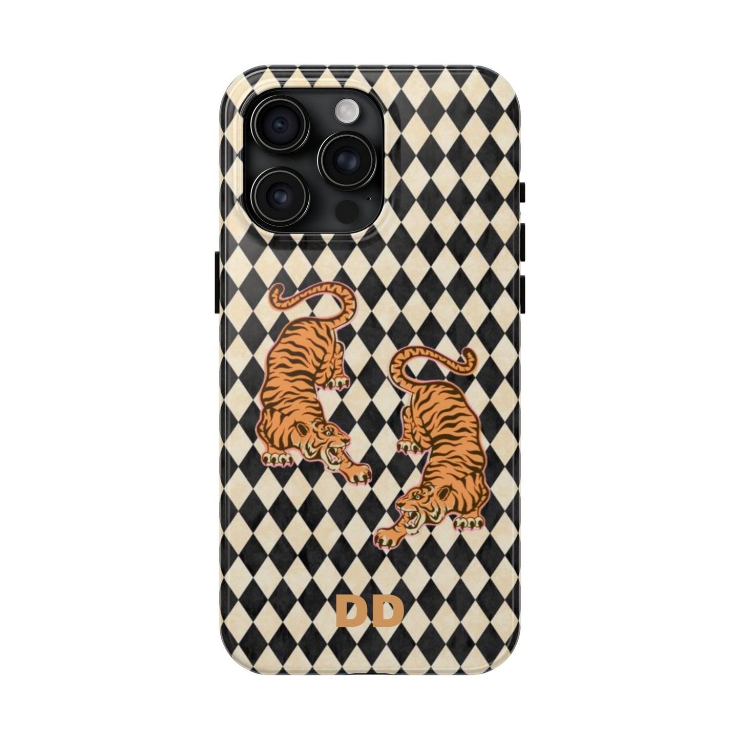 Tigress Phone Case in Black & White Diamonds