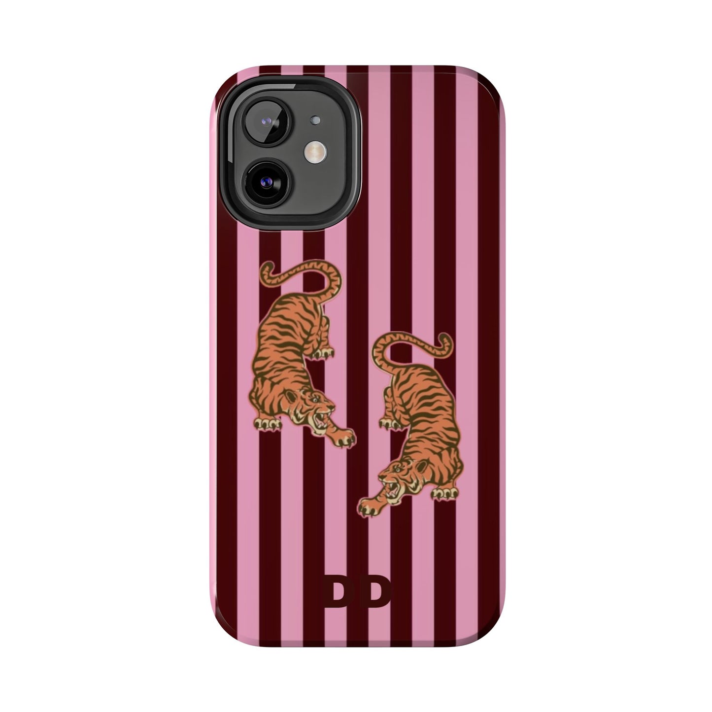 Tigress Phone Case in Burgundy & Pink