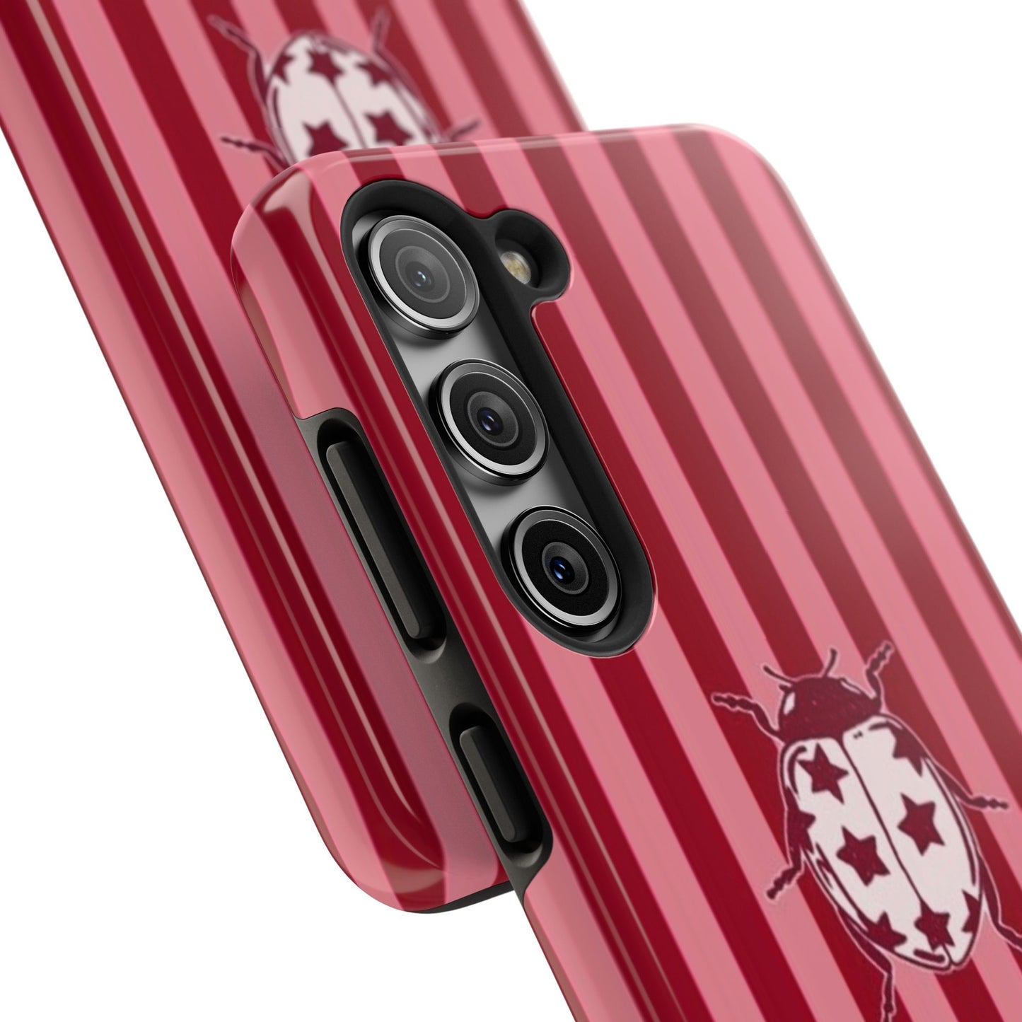 Ladybug Phone Case in Red & Pink Stripe