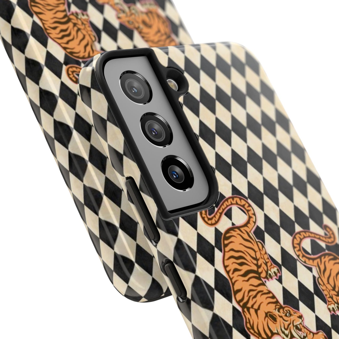 Tigress Phone Case in Black & White Diamonds