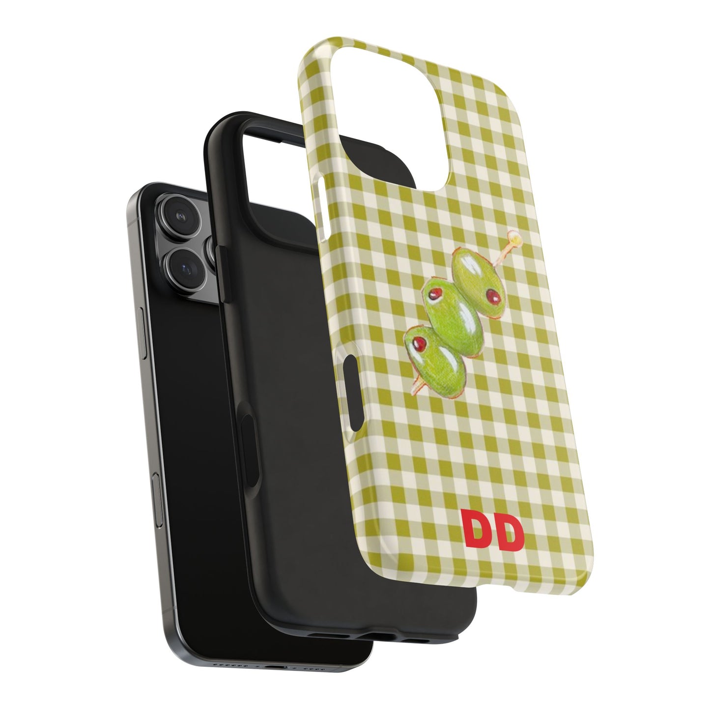 Olive Phone Case in Pear Green Checker