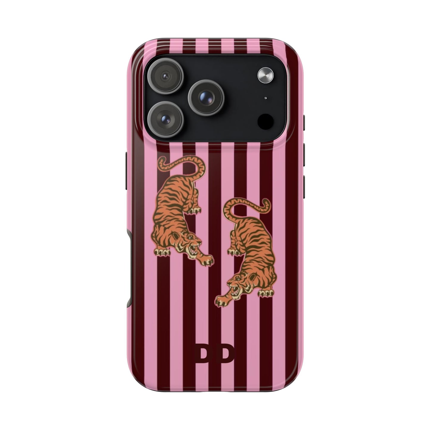 Tigress Phone Case in Burgundy & Pink