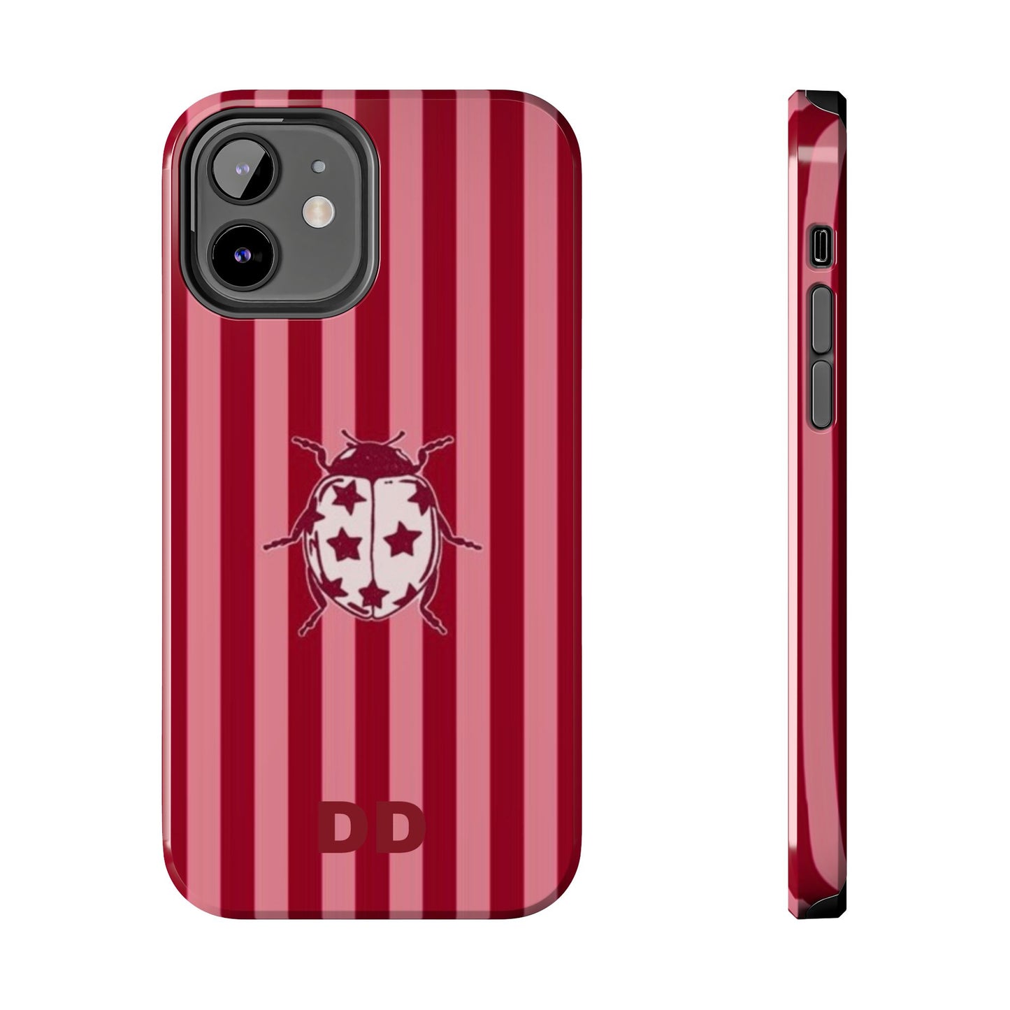 Ladybug Phone Case in Red & Pink Stripe