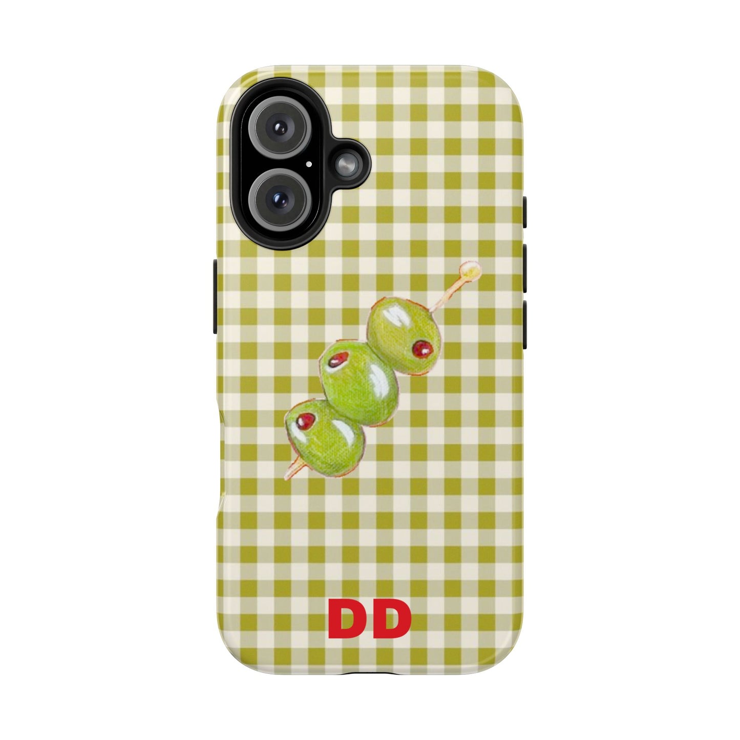 Olive Phone Case in Pear Green Checker