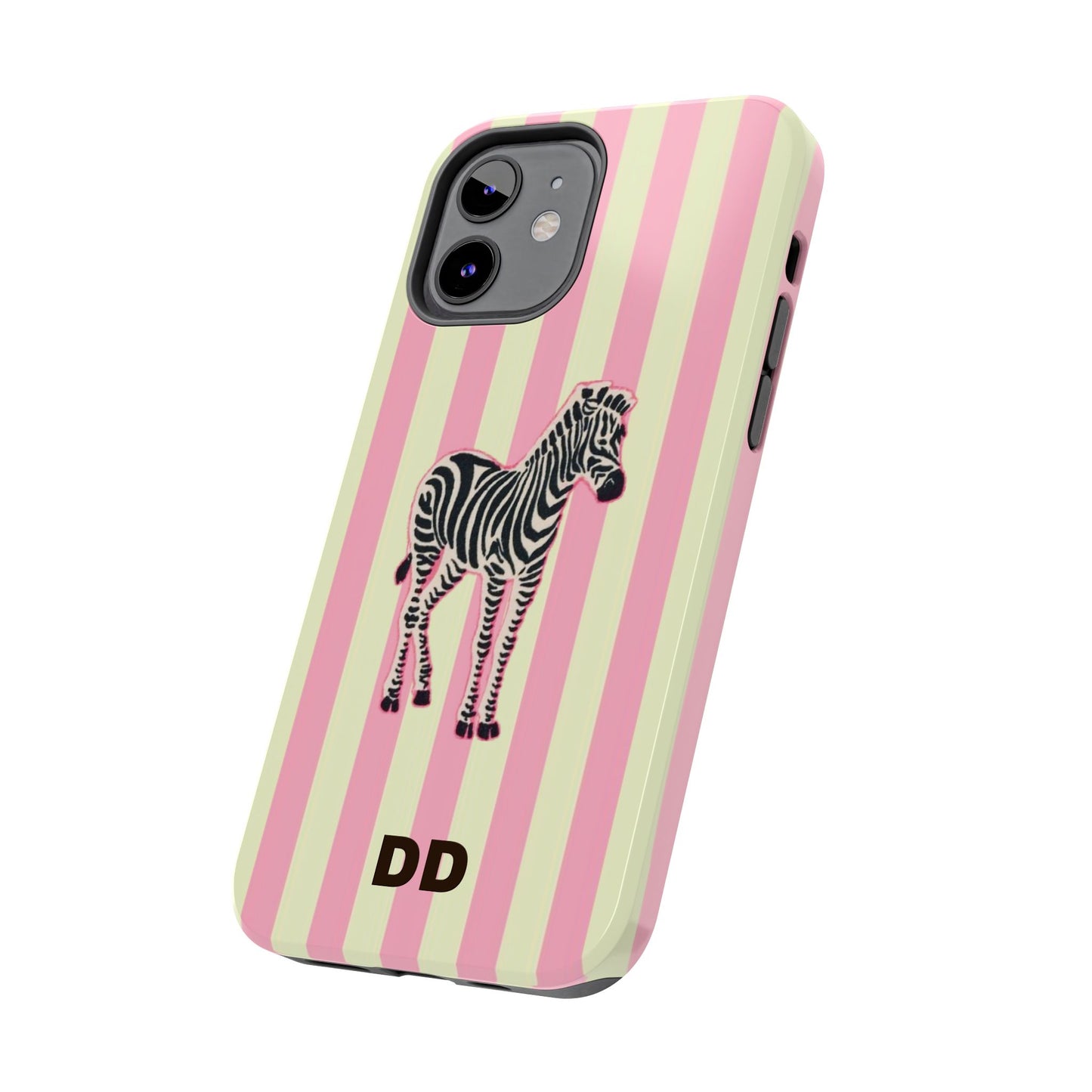 Zebra Phone Case in Pink & Crème Stripe