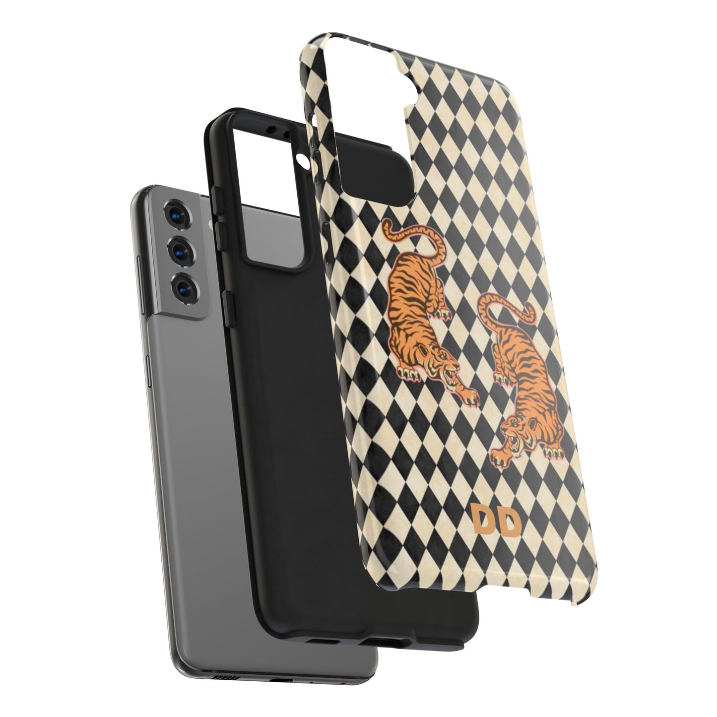 Tigress Phone Case in Black & White Diamonds