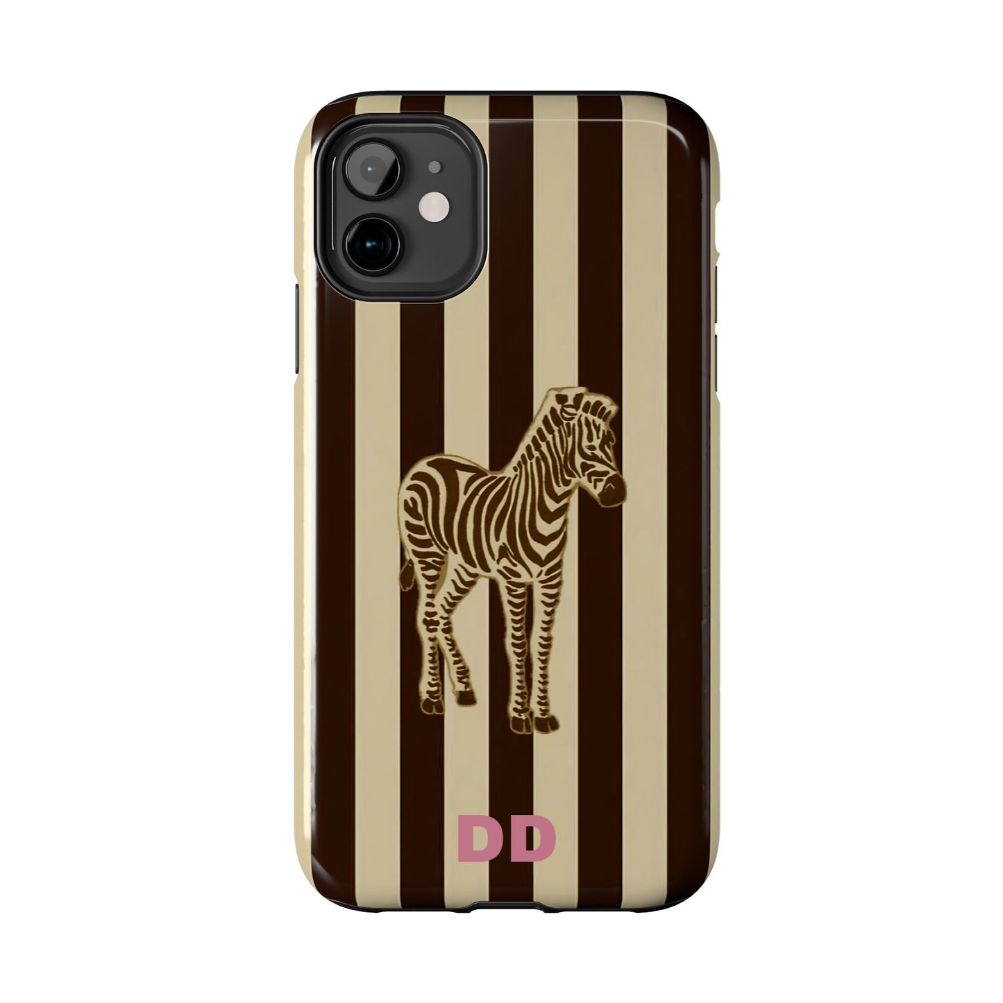 Zebra Phone Case in Charcoal & Crème Stripe