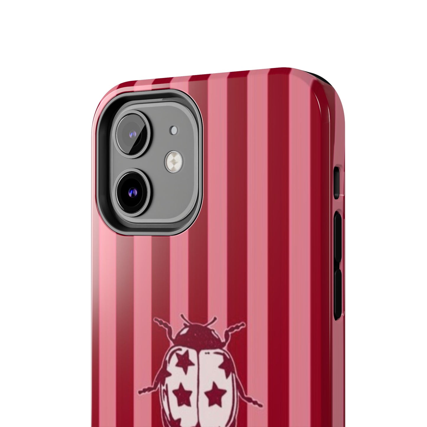 Ladybug Phone Case in Red & Pink Stripe
