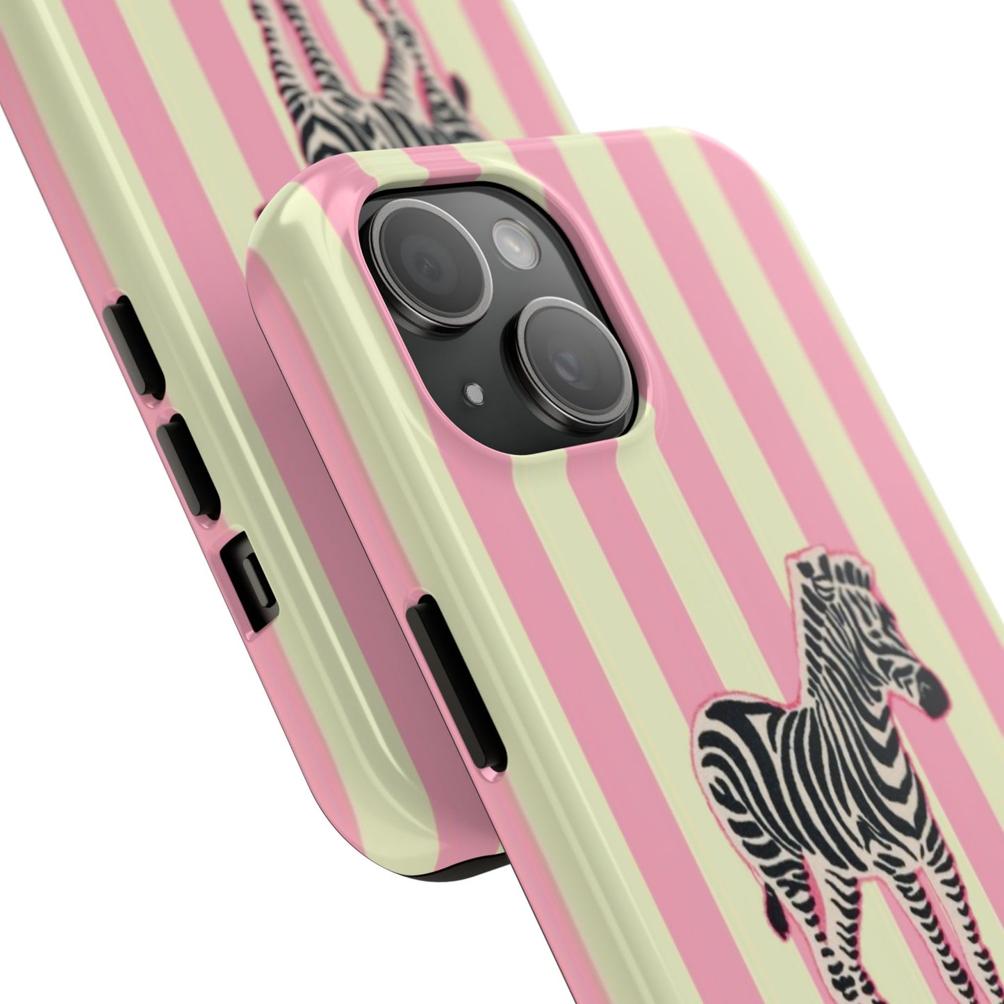 Zebra Phone Case in Pink & Crème Stripe