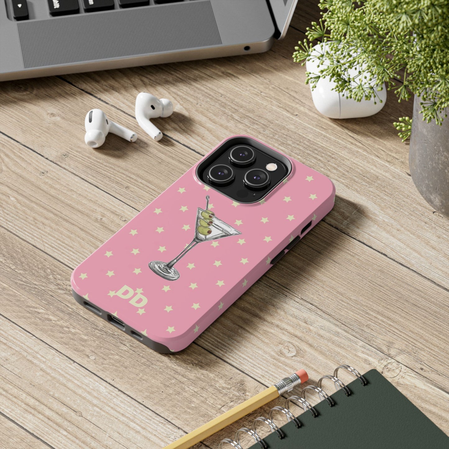 Martini Phone Case in Pink & Crème Stars