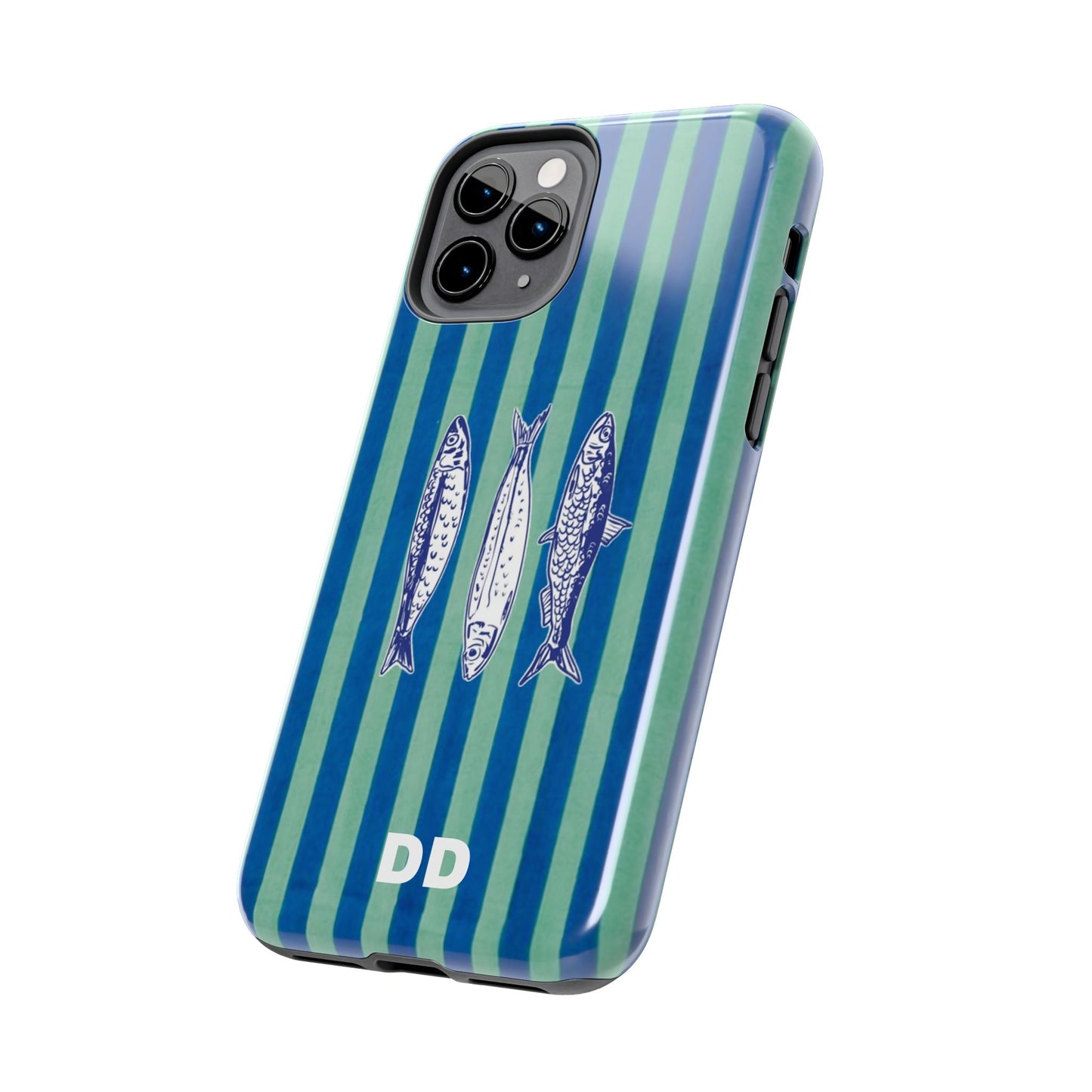 Sardine Phone Case in Turquoise & Blue Stripe
