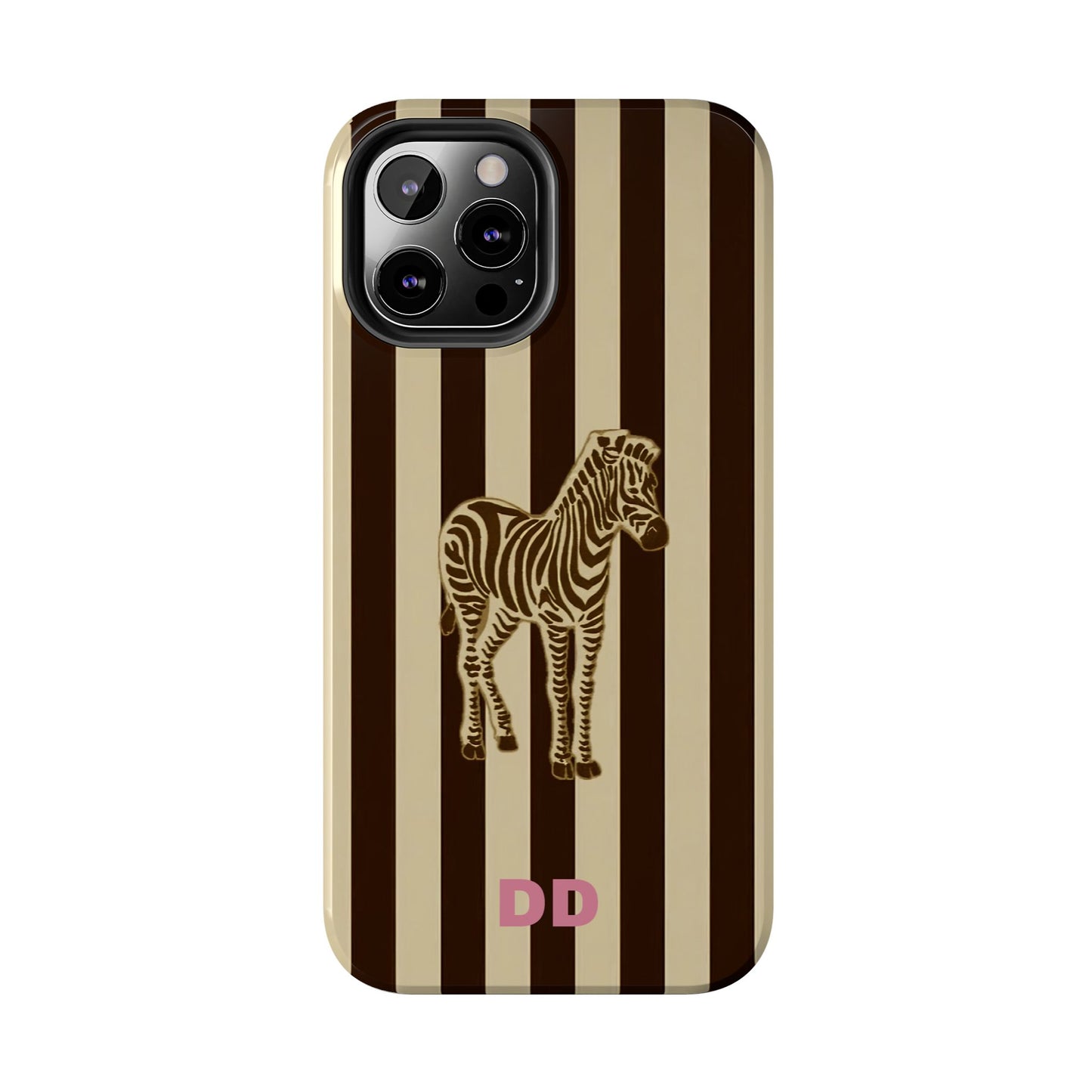 Zebra Phone Case in Charcoal & Crème Stripe